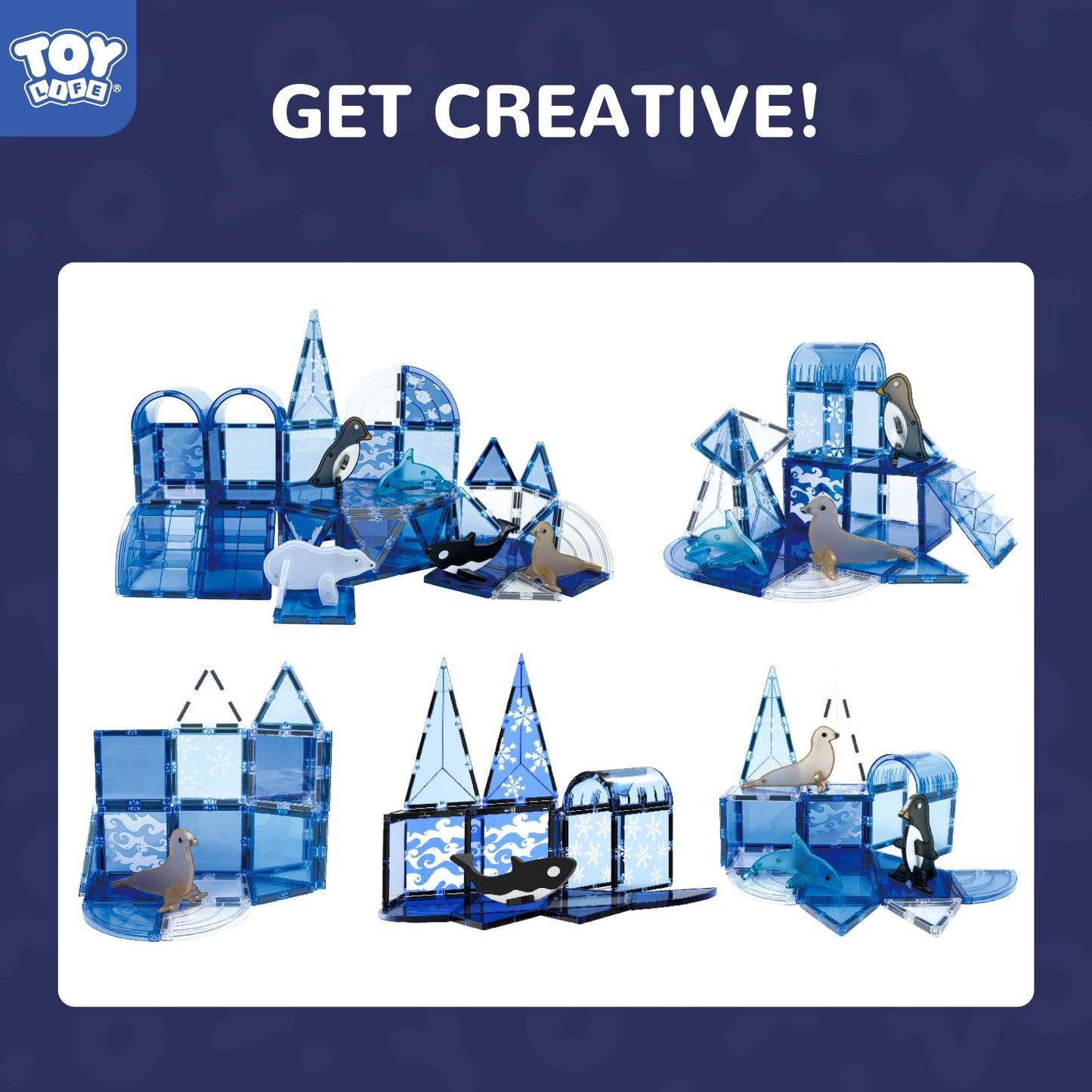 TOY Life Magnetic Tiles for Kids Ages 4-8 (56 pcs) – Magnetic Building Toy Set