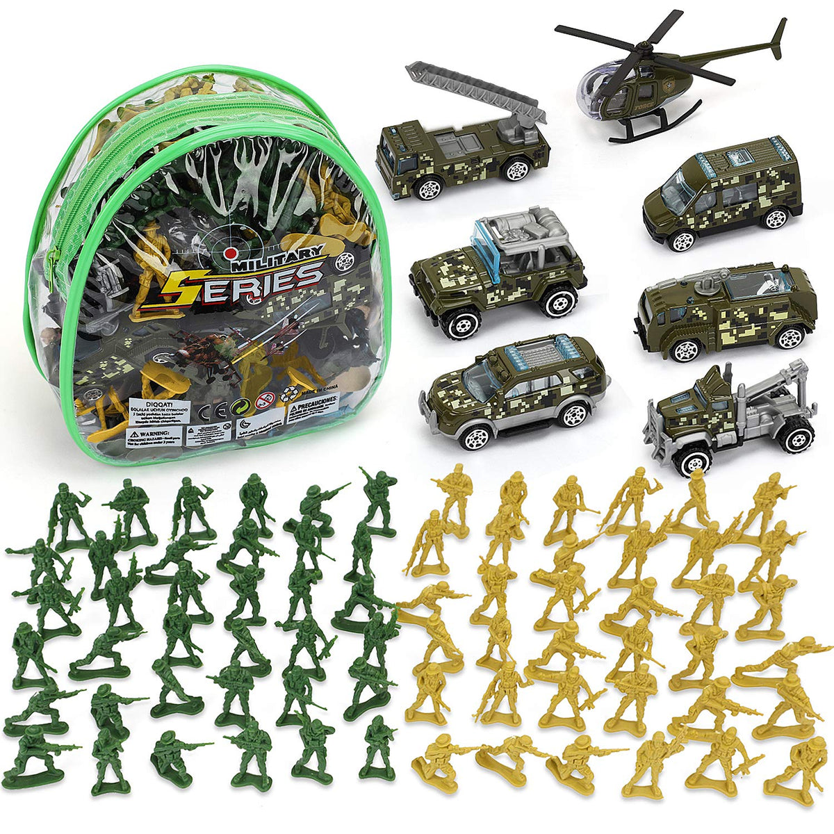 TOY Life Army Men Action Figures – Green Military Playset with Helicopter