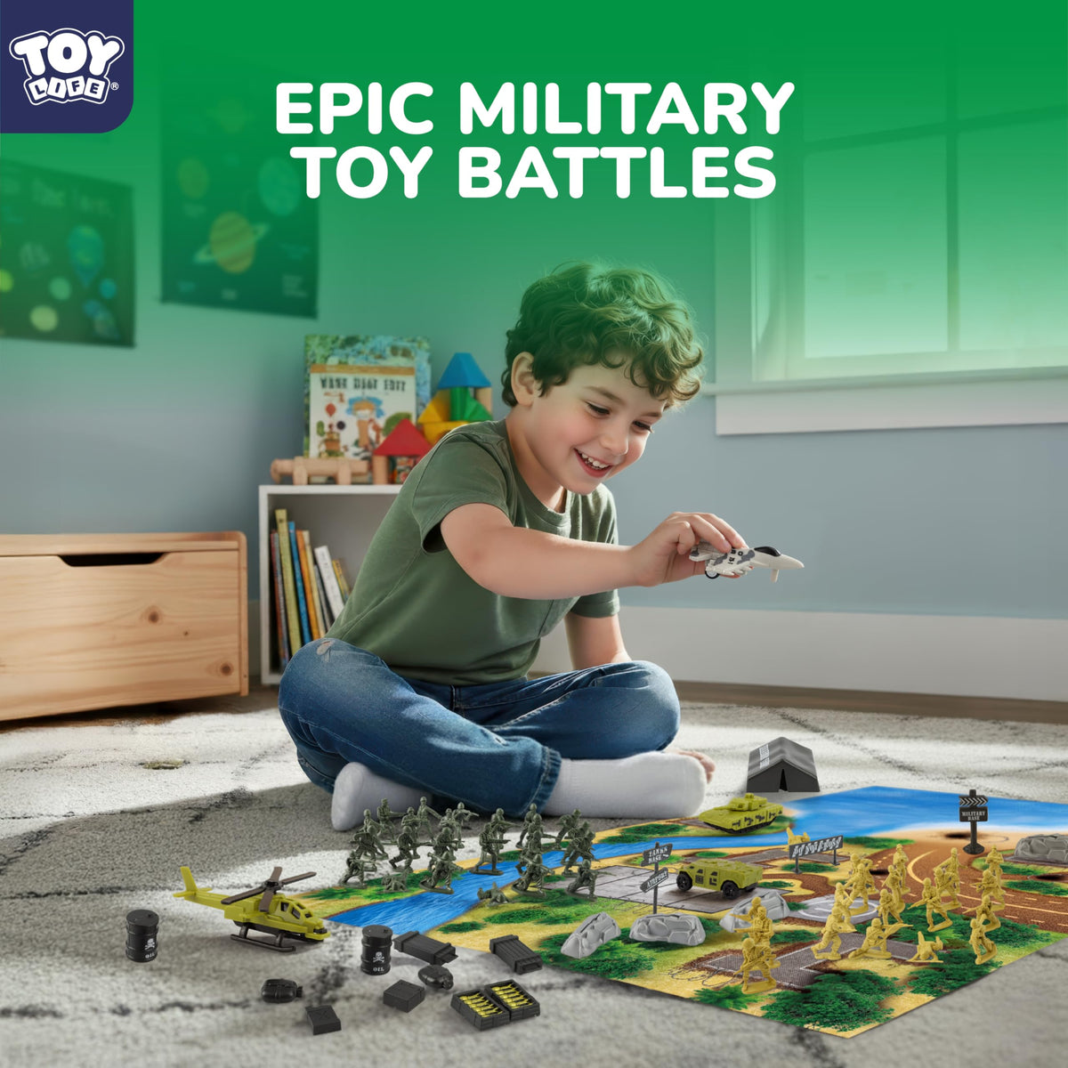TOY Life Army Men Playset – 73-Piece Army Soldiers Toy with Tanks, Planes, Navy Ships & Battle Mat