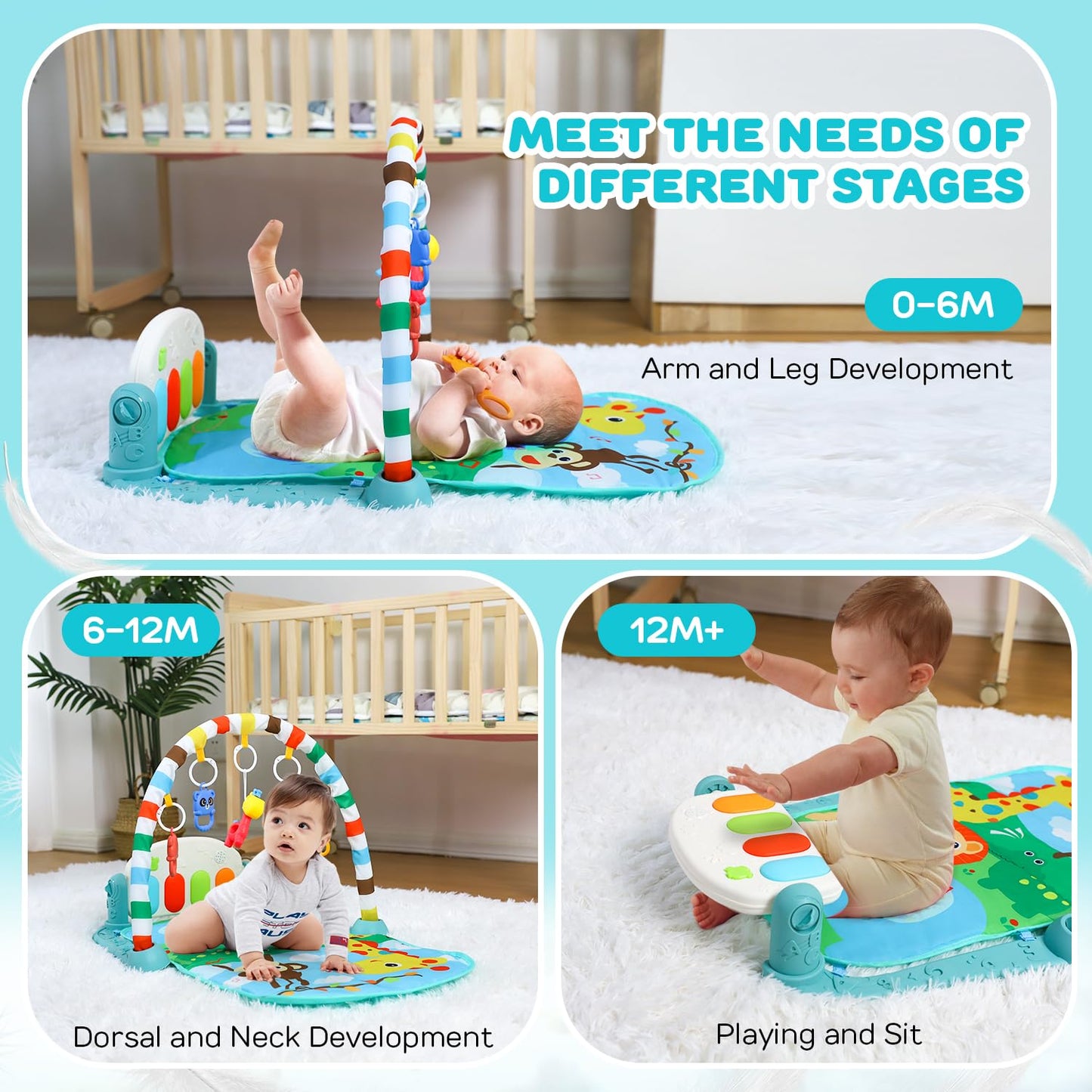 TOY Life Baby Play Mat 0-6 Months – Musical Piano, Tummy Time & Activity Gym