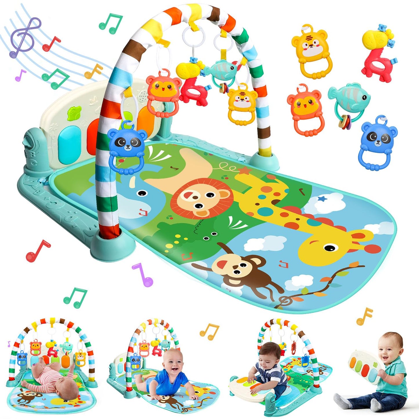 TOY Life Baby Play Mat 0-6 Months – Musical Piano, Tummy Time & Activity Gym