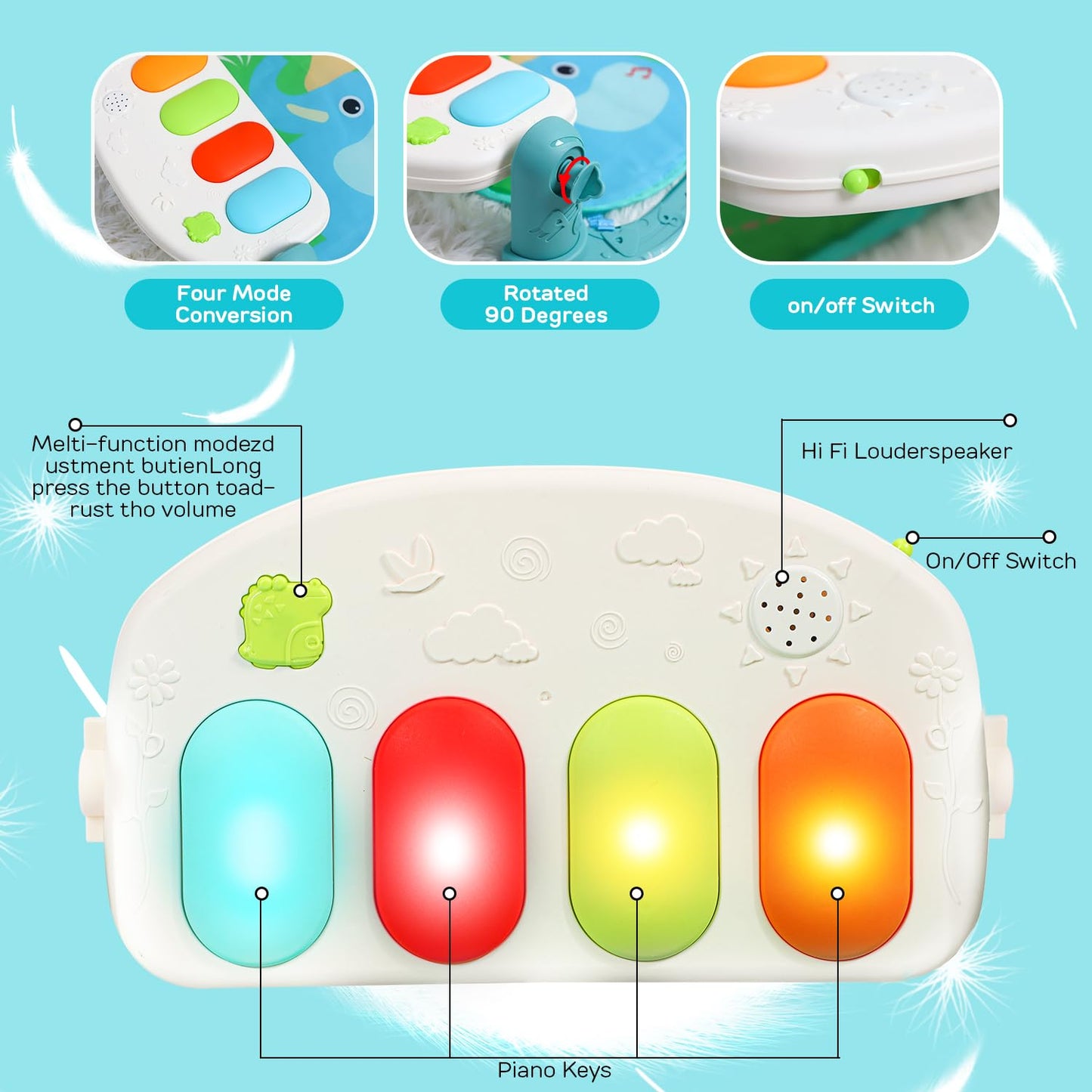 TOY Life Baby Play Mat 0-6 Months – Musical Piano, Tummy Time & Activity Gym