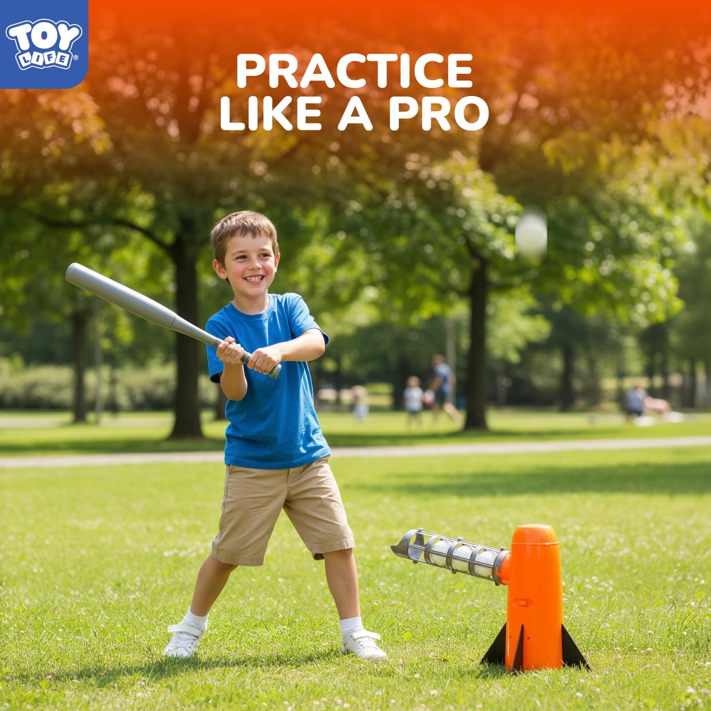 TOY Life Baseball Pitching Machine for Kids – Pop & Pitch Training Set (7 Balls, Bat, Sticky Gloves)