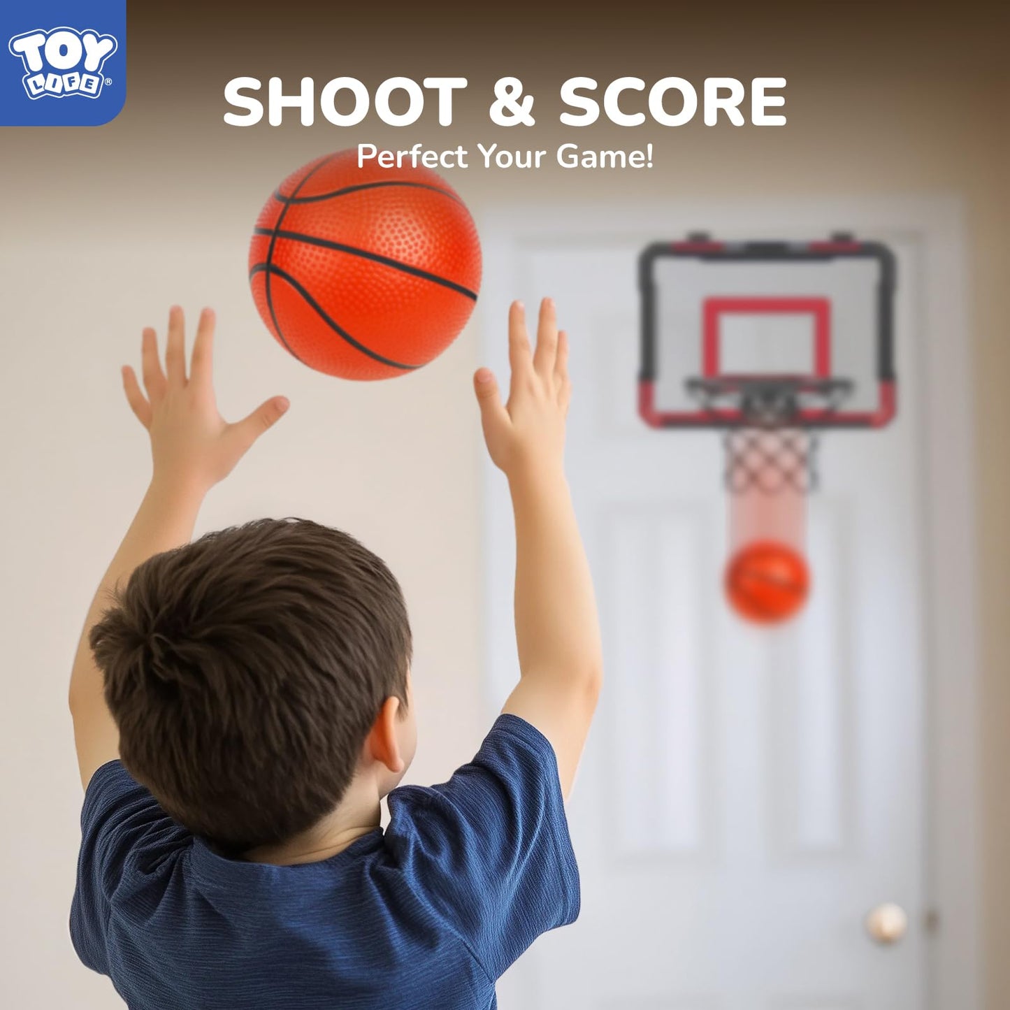 TOY Life Basketball Hoop Over The Door – Indoor Mini Hoop with 4 Balls