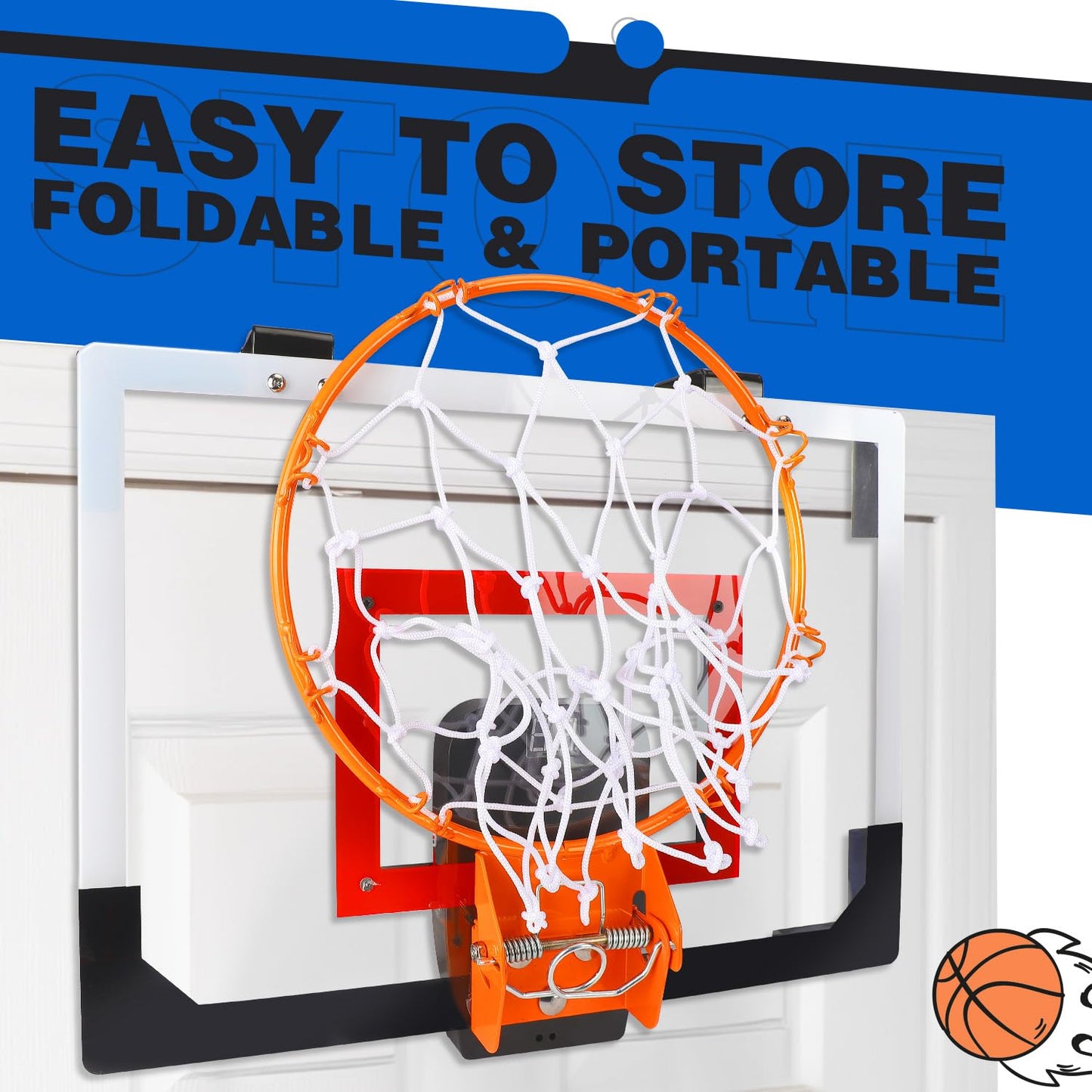 TOY Life Basketball Hoop Indoor with Scoreboard – Door Mount Mini Hoop for Kids