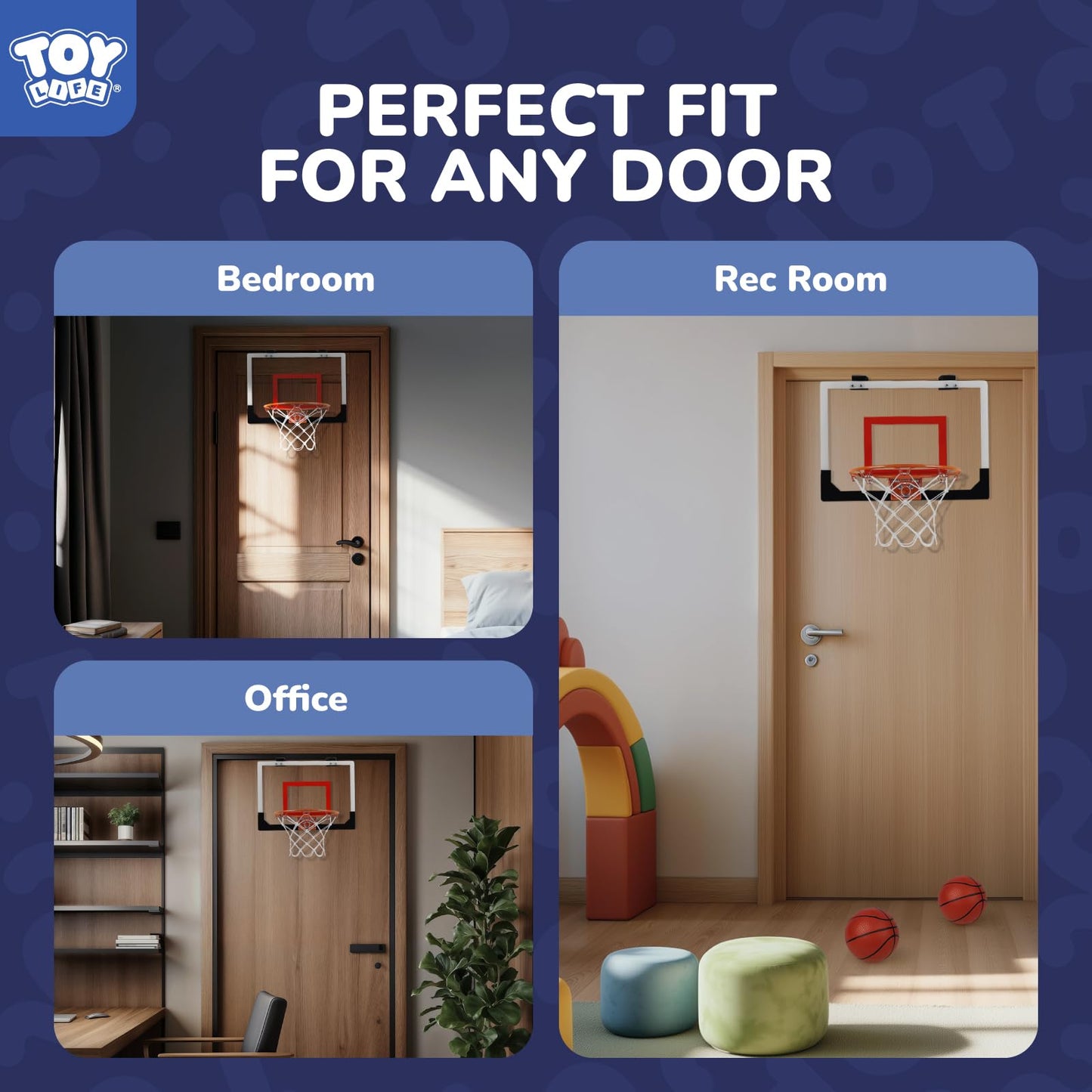 TOY Life Indoor Basketball Hoop Over The Door – Mini Door Mount with 4 Balls