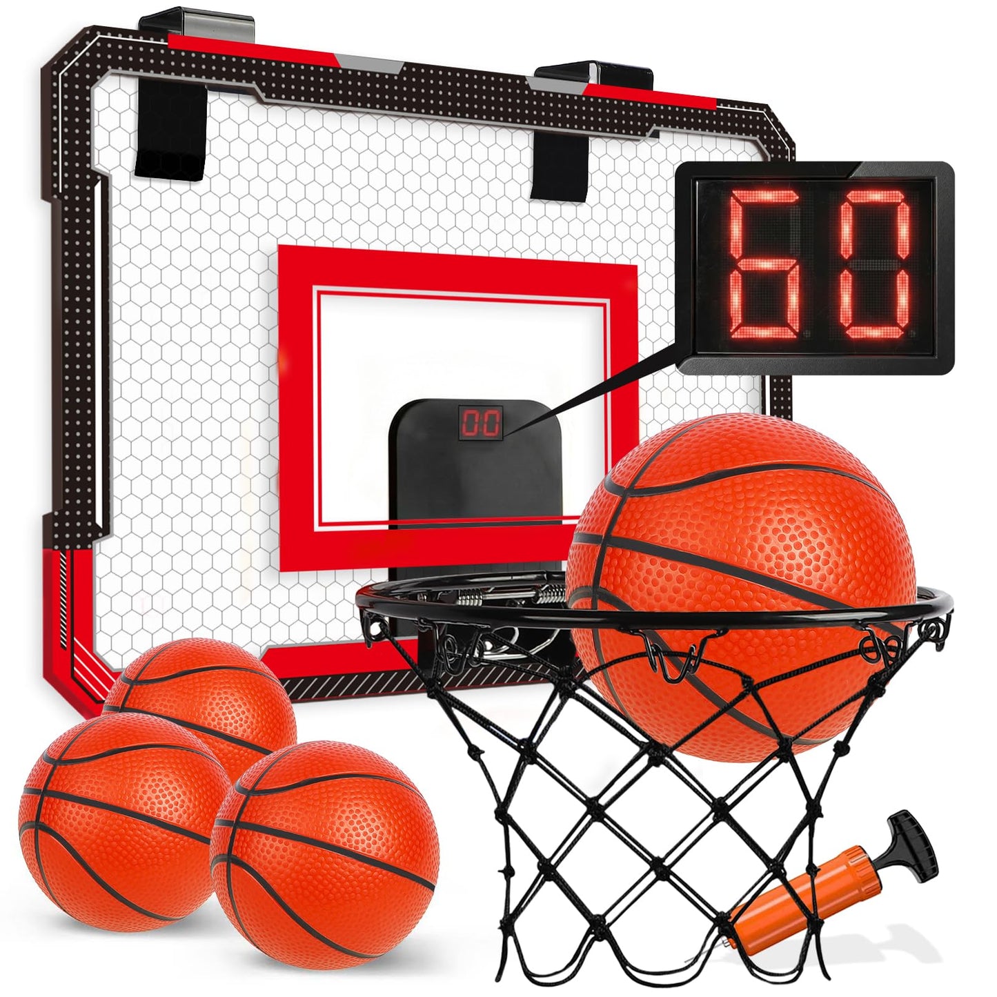 TOY Life Basketball Hoop Over The Door – Indoor Mini Hoop with 4 Balls