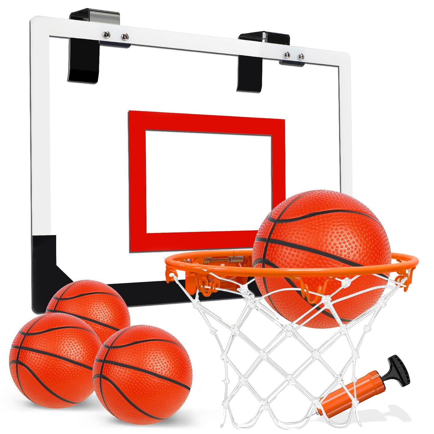 TOY Life Indoor Basketball Hoop Over The Door – Mini Door Mount with 4 Balls