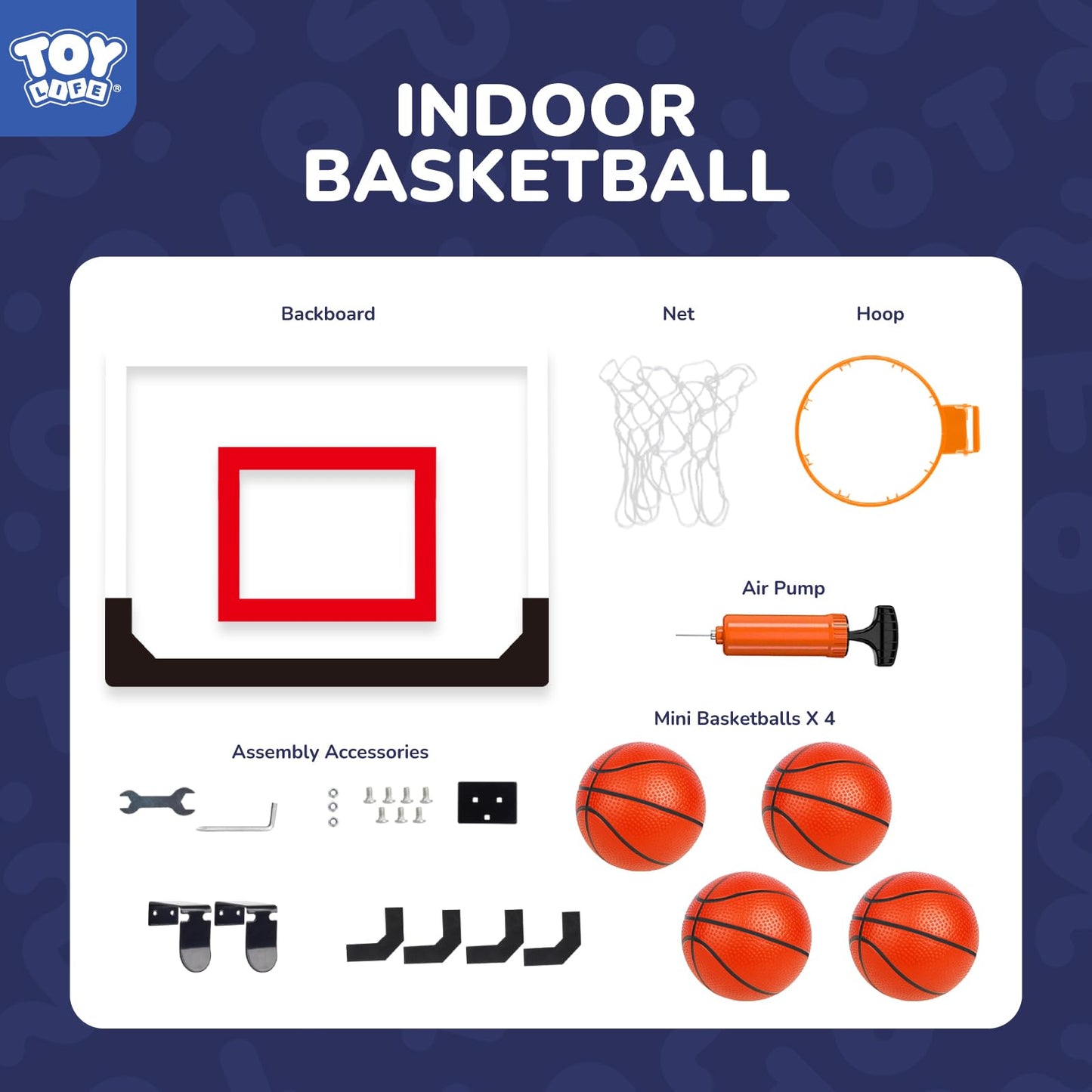 TOY Life Indoor Basketball Hoop Over The Door – Mini Door Mount with 4 Balls