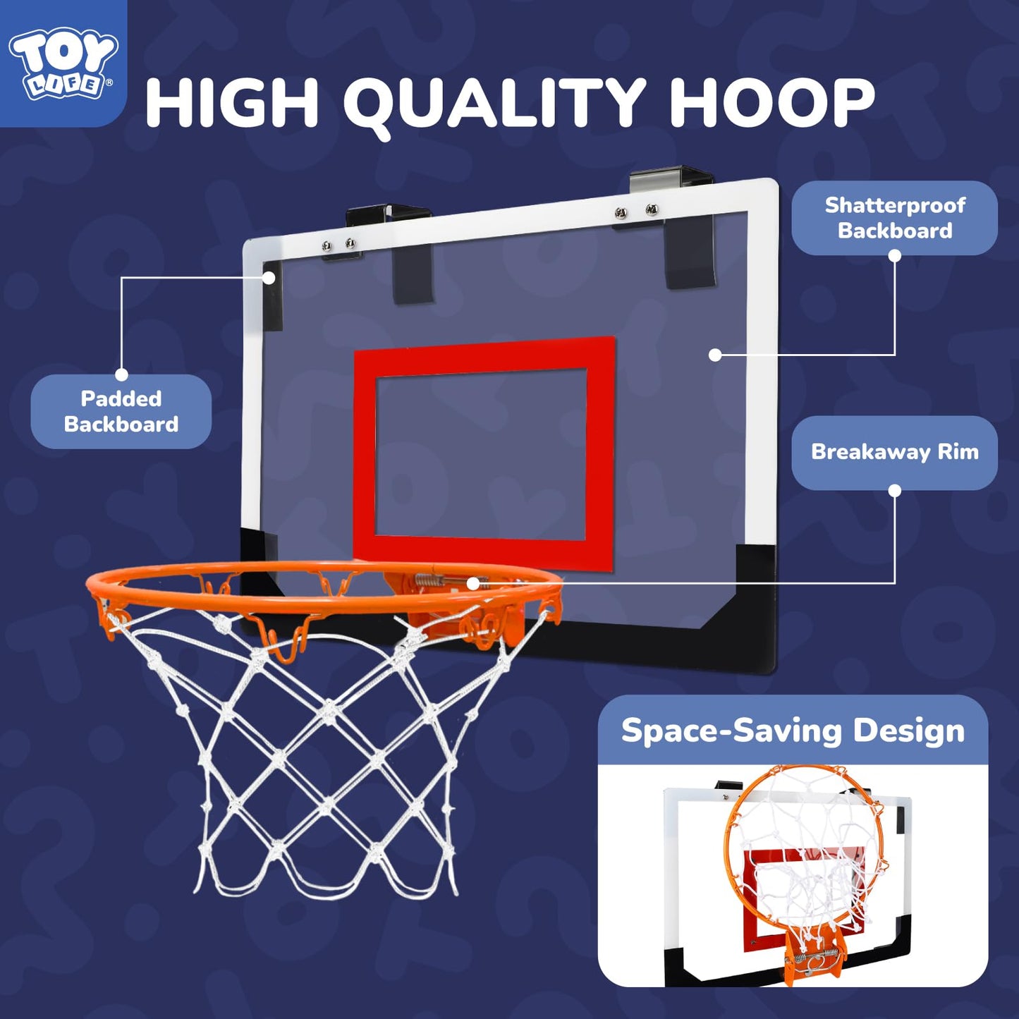 TOY Life Indoor Basketball Hoop Over The Door – Mini Door Mount with 4 Balls