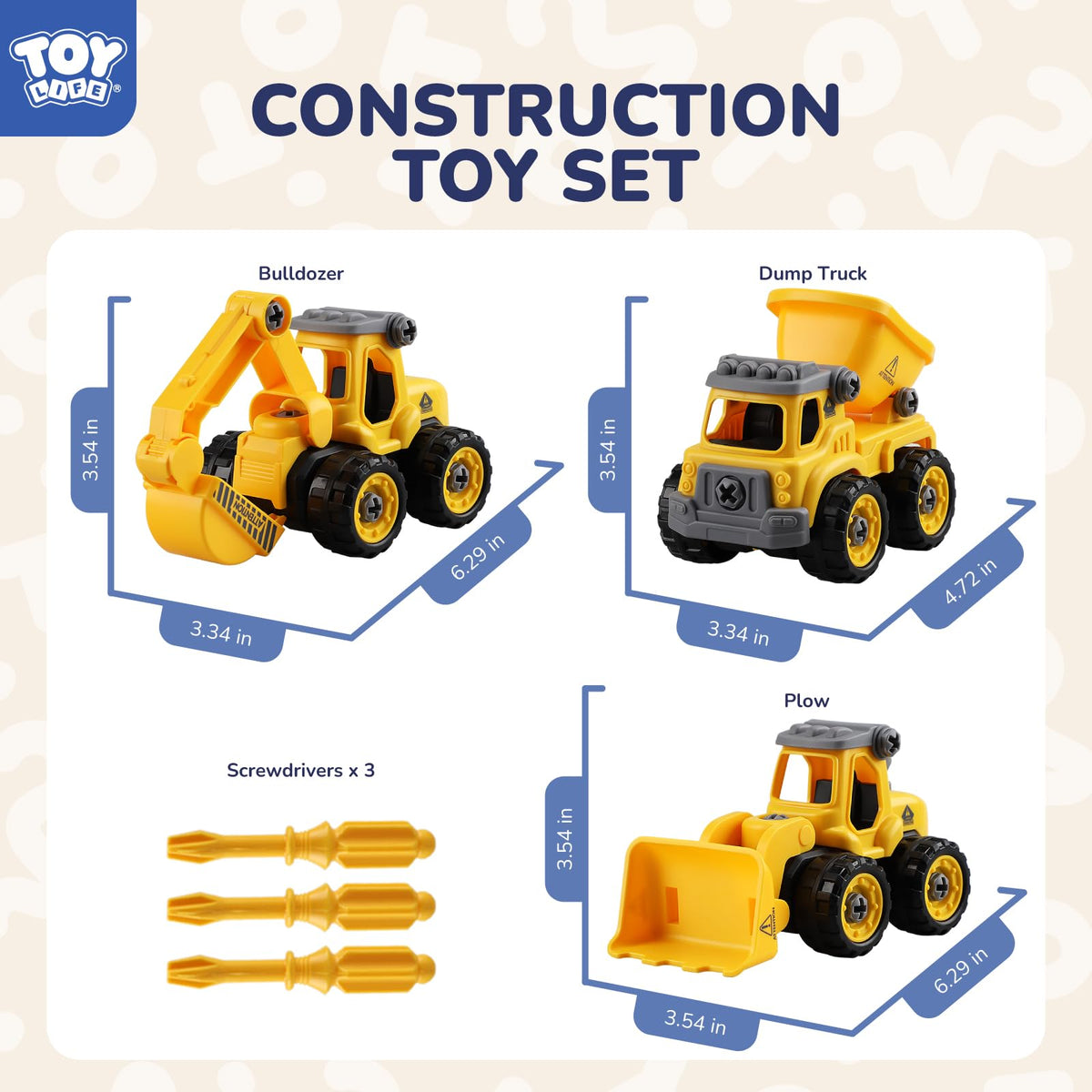 TOY Life Take Apart Trucks – STEM Construction Toys for Ages 3–8
