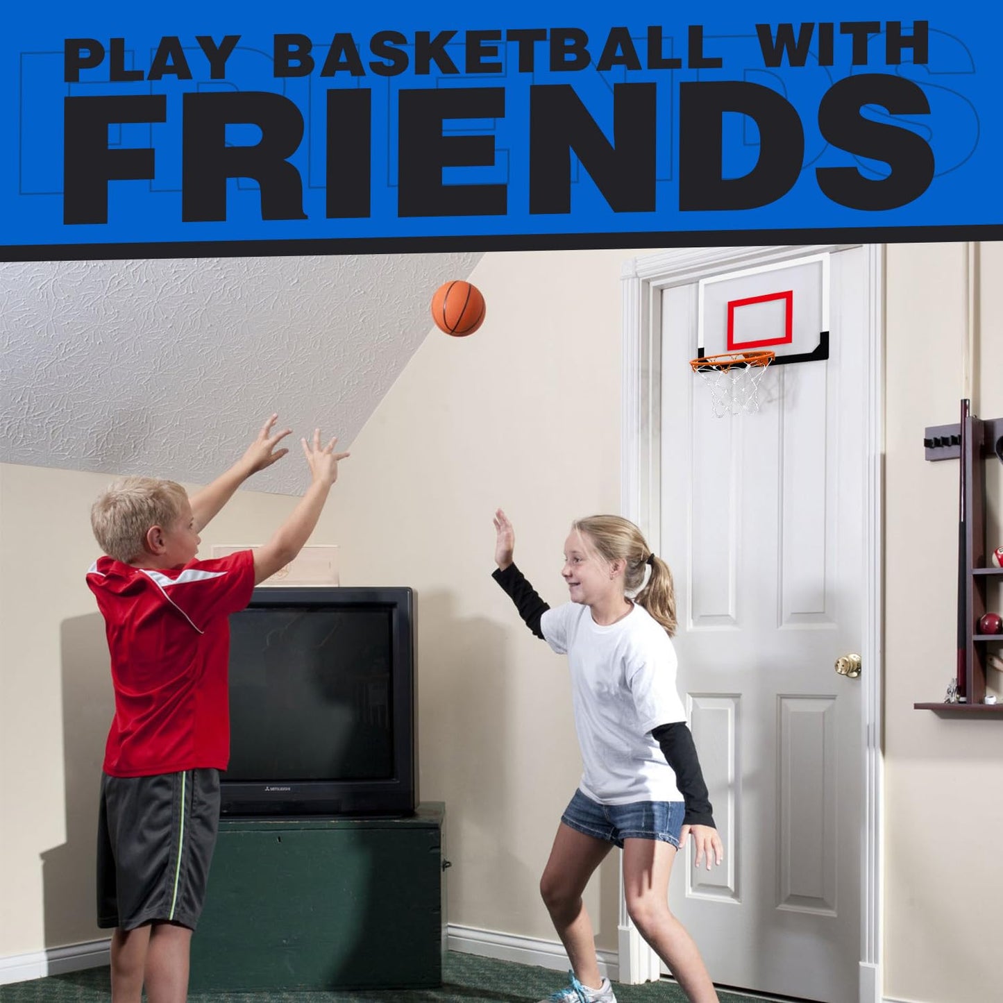 TOY Life Basketball Hoop Indoor with Scoreboard – Door Mount Mini Hoop for Kids
