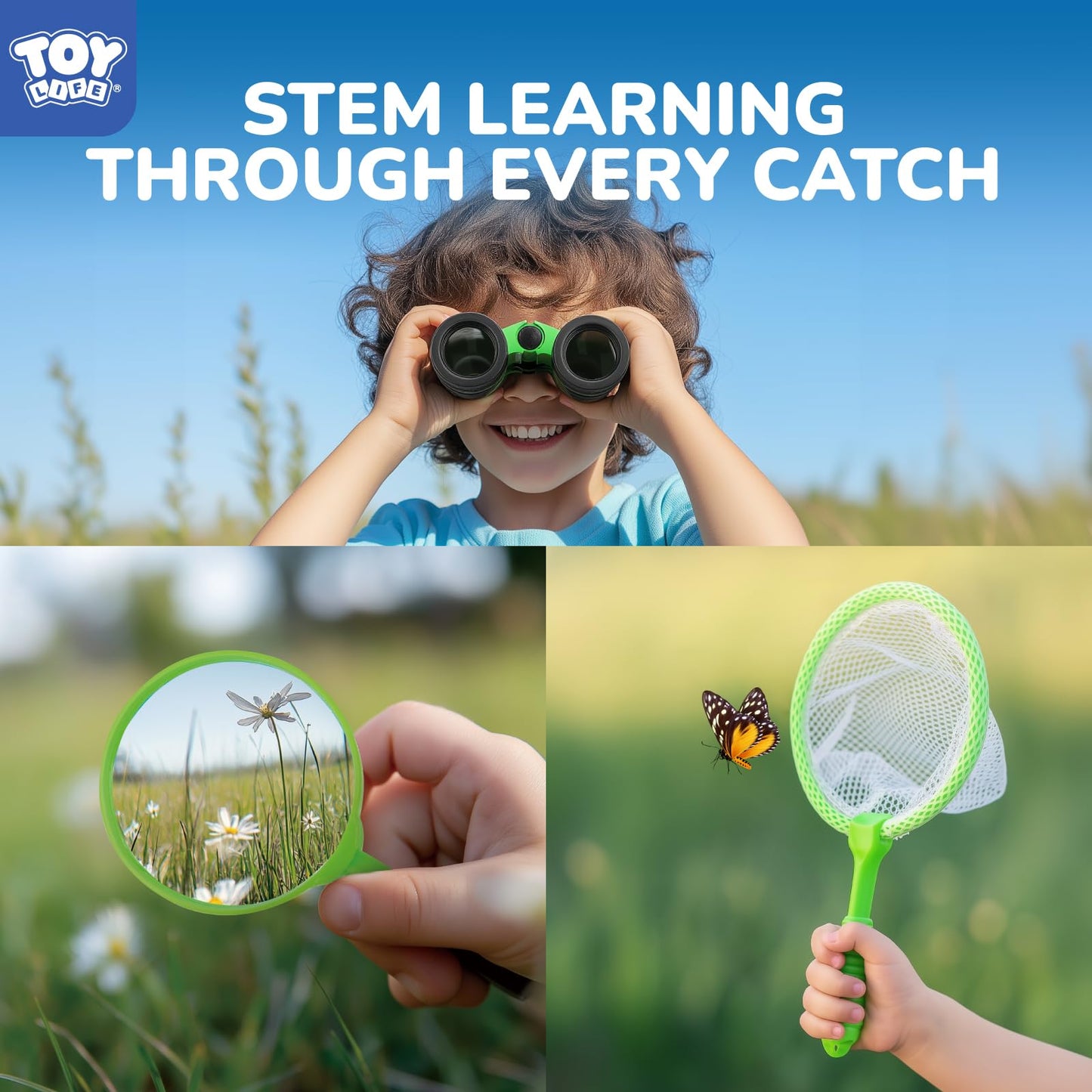 TOY Life Bug Catcher Kit for Kids – Outdoor Explorer Set with Net, Magnifier, Binoculars