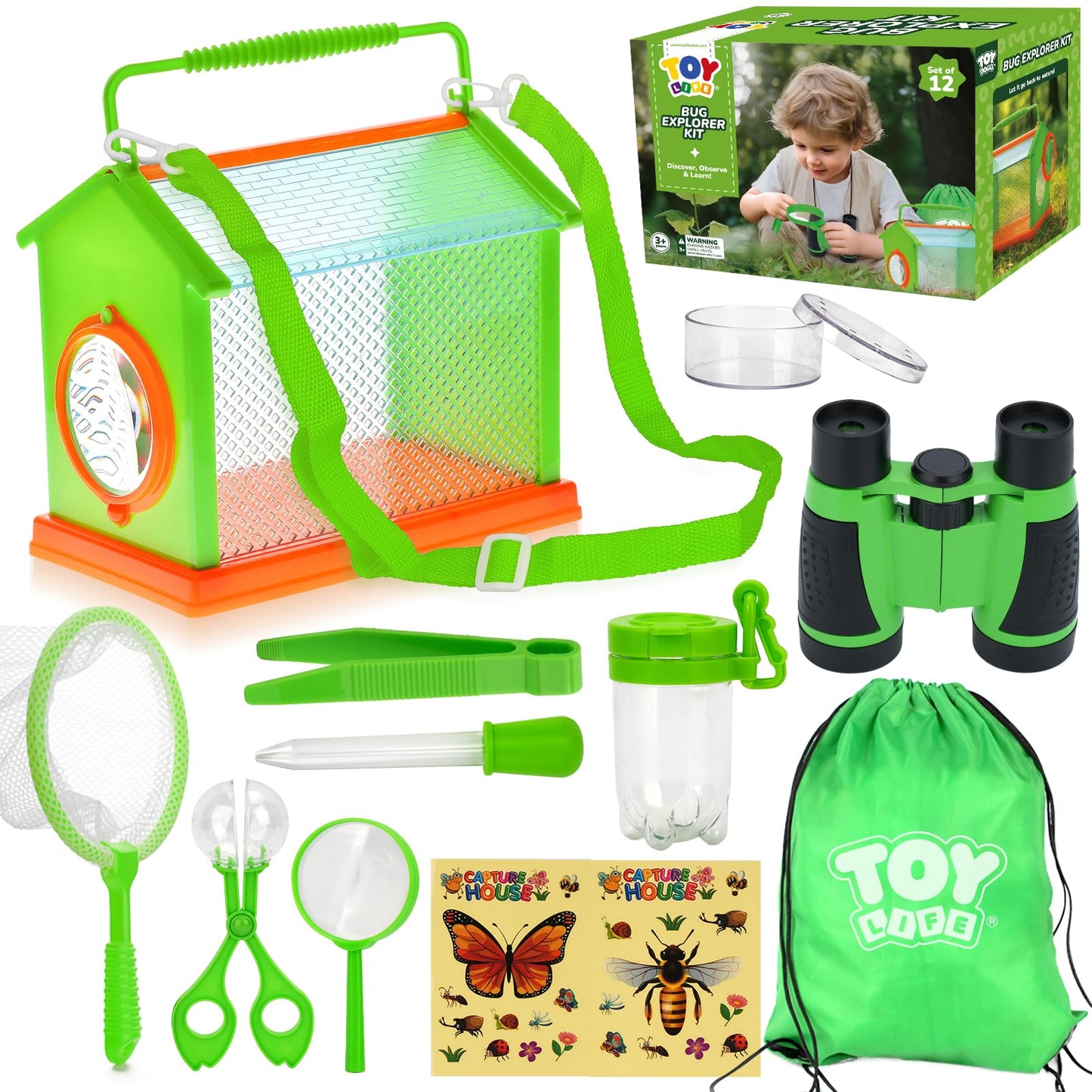 TOY Life Bug Catcher Kit for Kids – Outdoor Explorer Set with Net, Magnifier, Binoculars