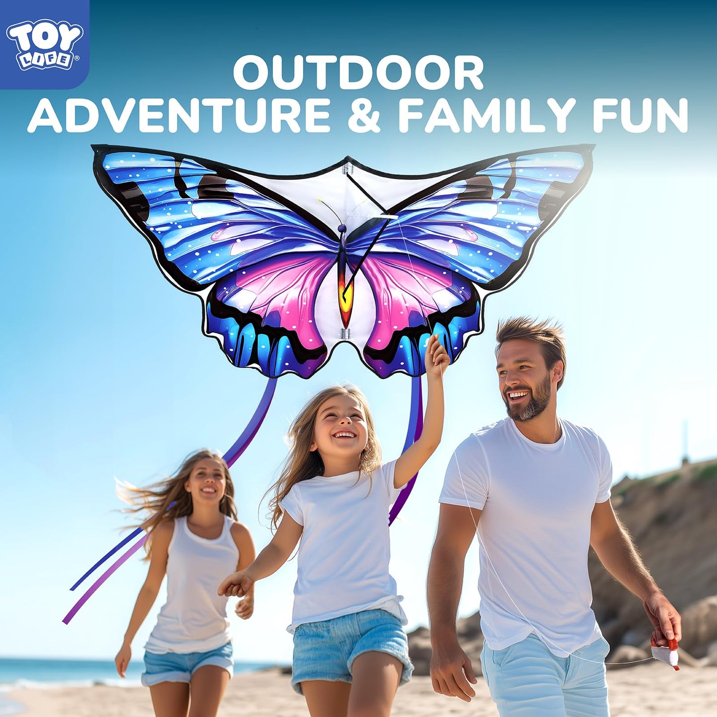 TOY Life Giant Butterfly Kite – Easy-to-Fly Beach Kite with 328 ft String for Kids & Adults