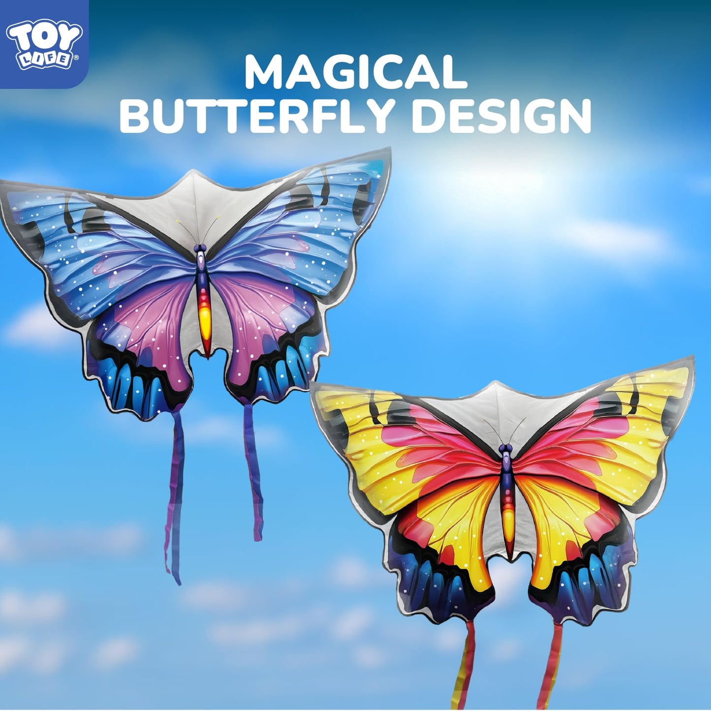 TOY Life Giant Butterfly Kite – Easy to Fly for Kids & Adults, 328.1 ft String, Beach & Outdoor Fun