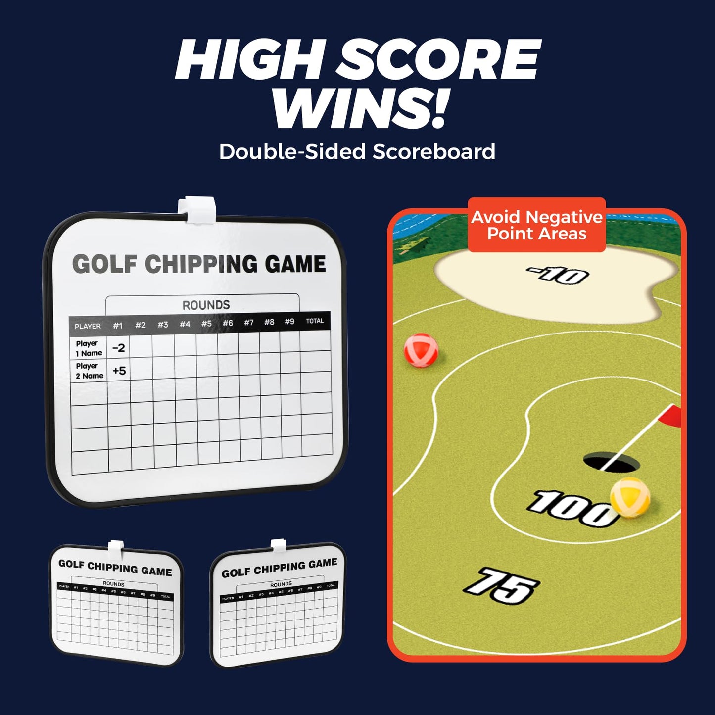 TOY Life Chipping Golf Practice Mats – Indoor/Outdoor Golf Game Set for Family, Kids & Adults (Patented)