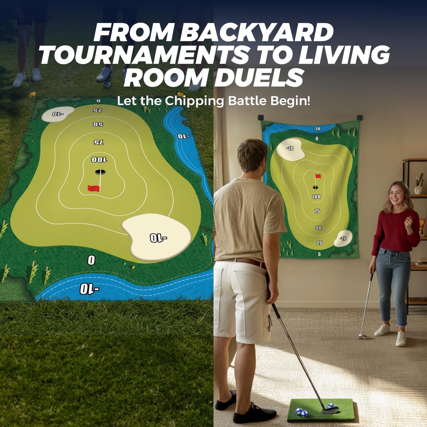 TOY Life Chipping Golf Practice Mats – Indoor/Outdoor Golf Game Set for Family, Kids & Adults (Patented)