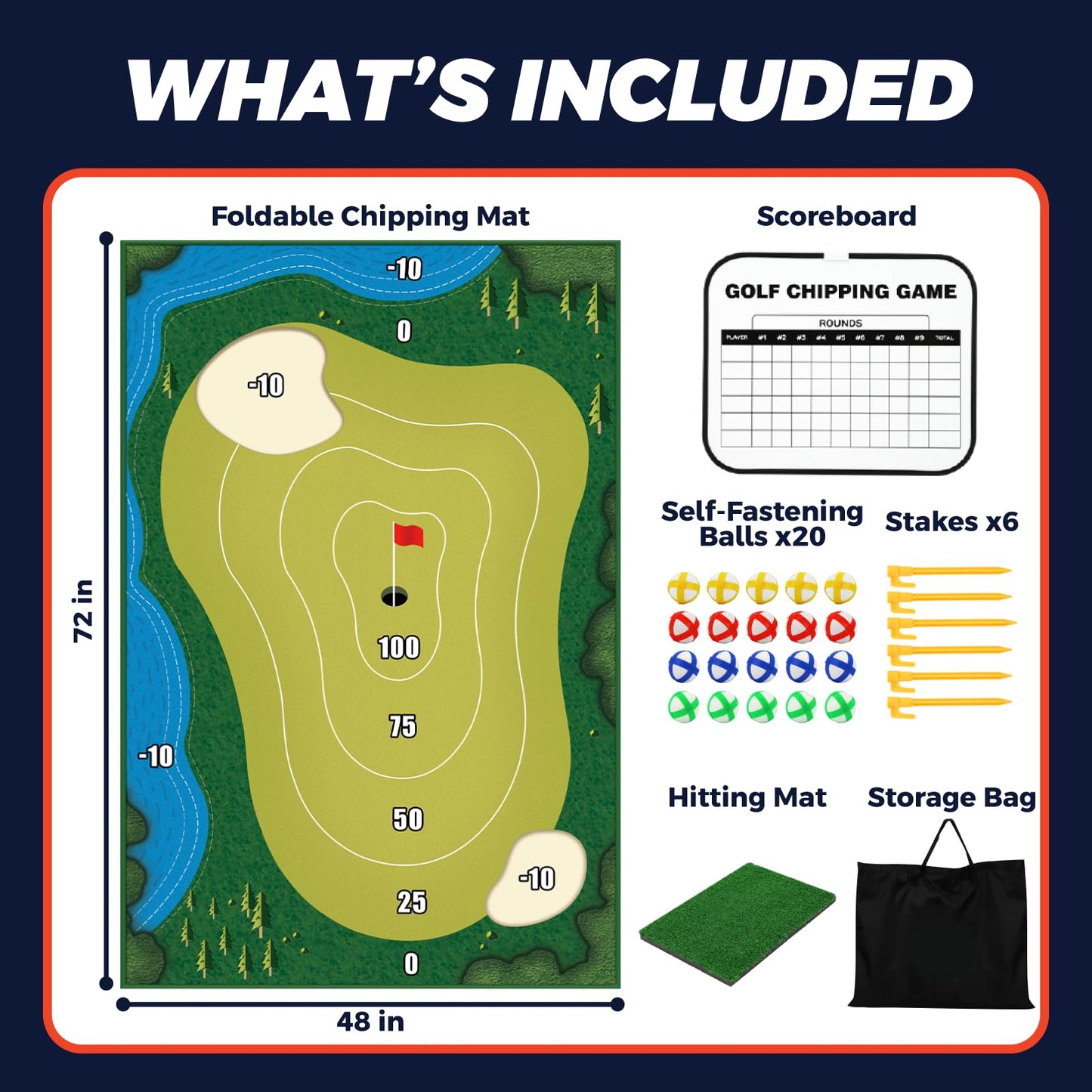 TOY Life Chipping Golf Practice Mats – Indoor/Outdoor Golf Game Set for Family, Kids & Adults (Patented)