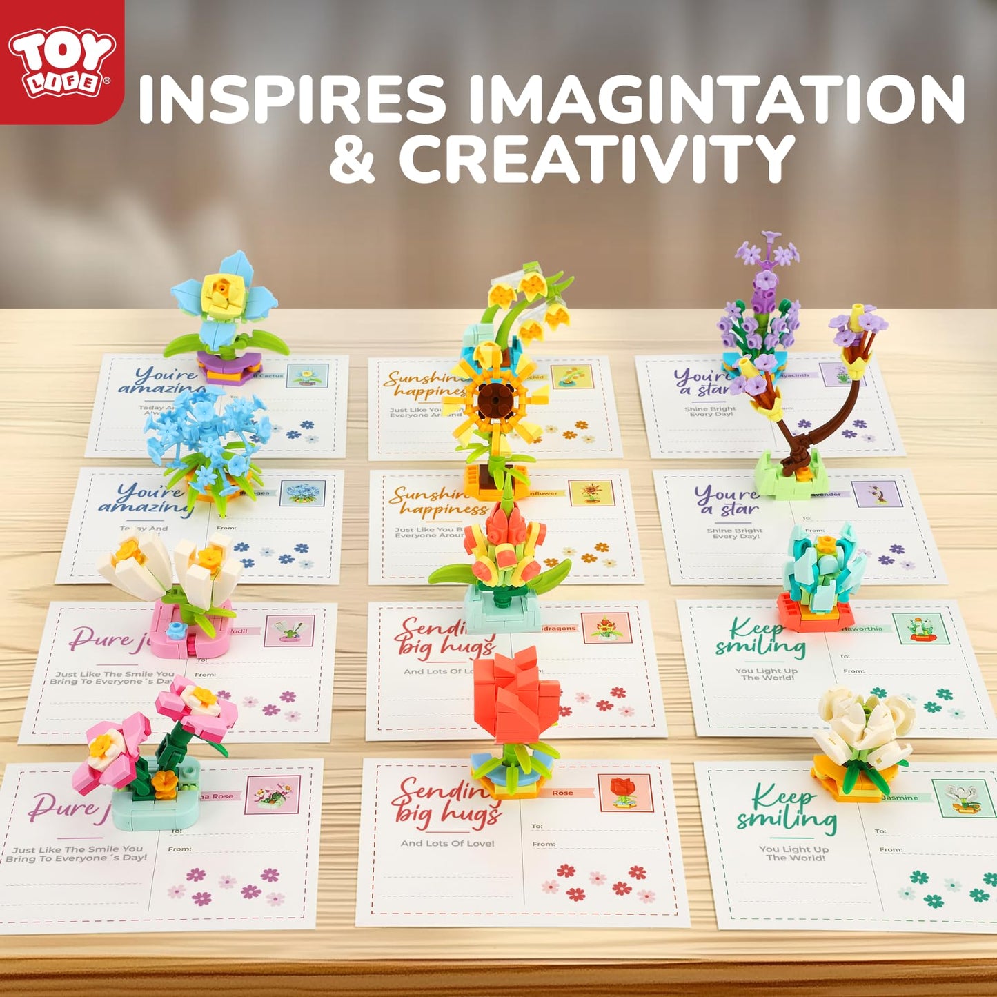 TOY Life 36-Pack Flower Building Blocks for Kids | Party Favors & Classroom Prizes