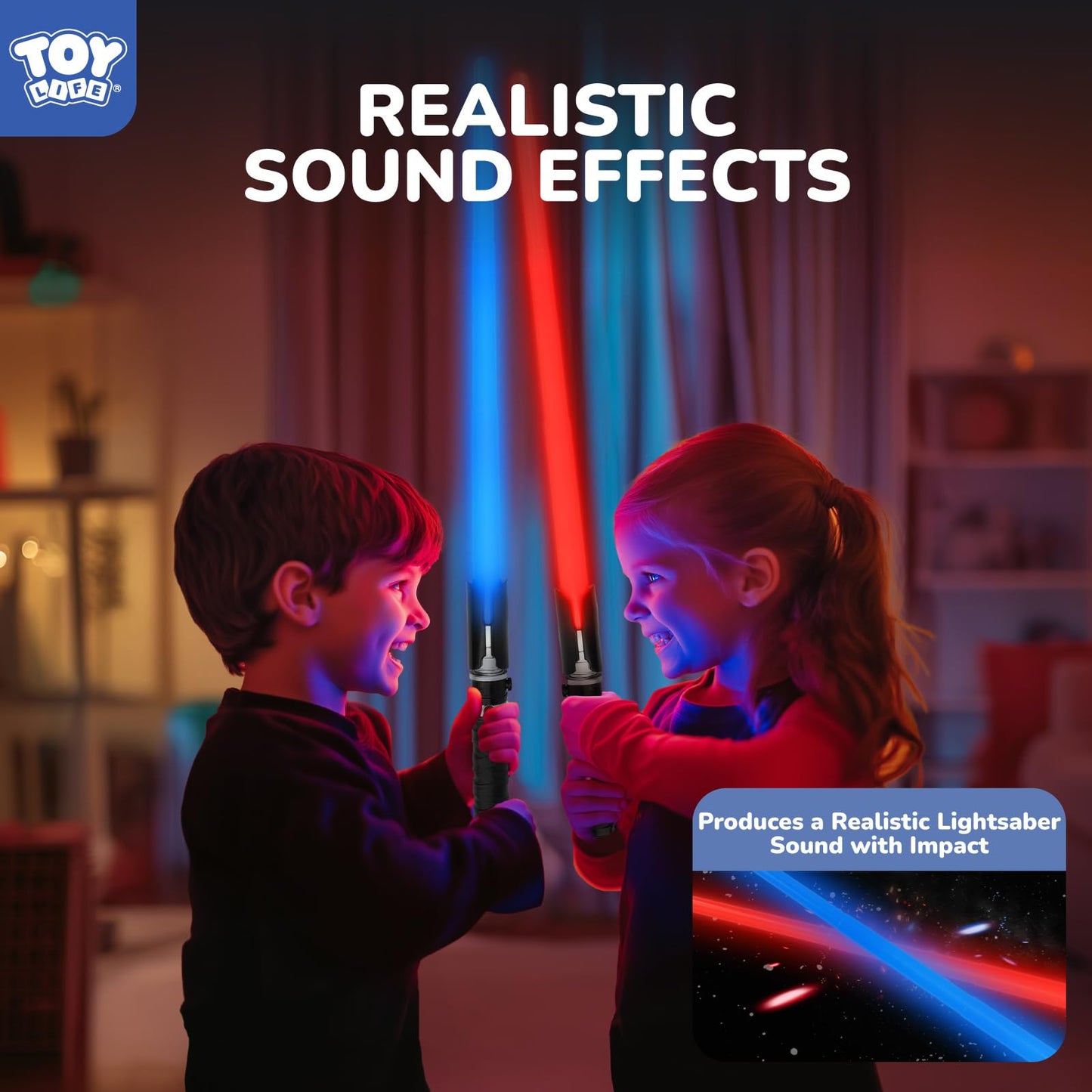 TOY Life 2 in 1 Light Up Saber Blue & Red – Dual LED Lightsaber Set for Kids