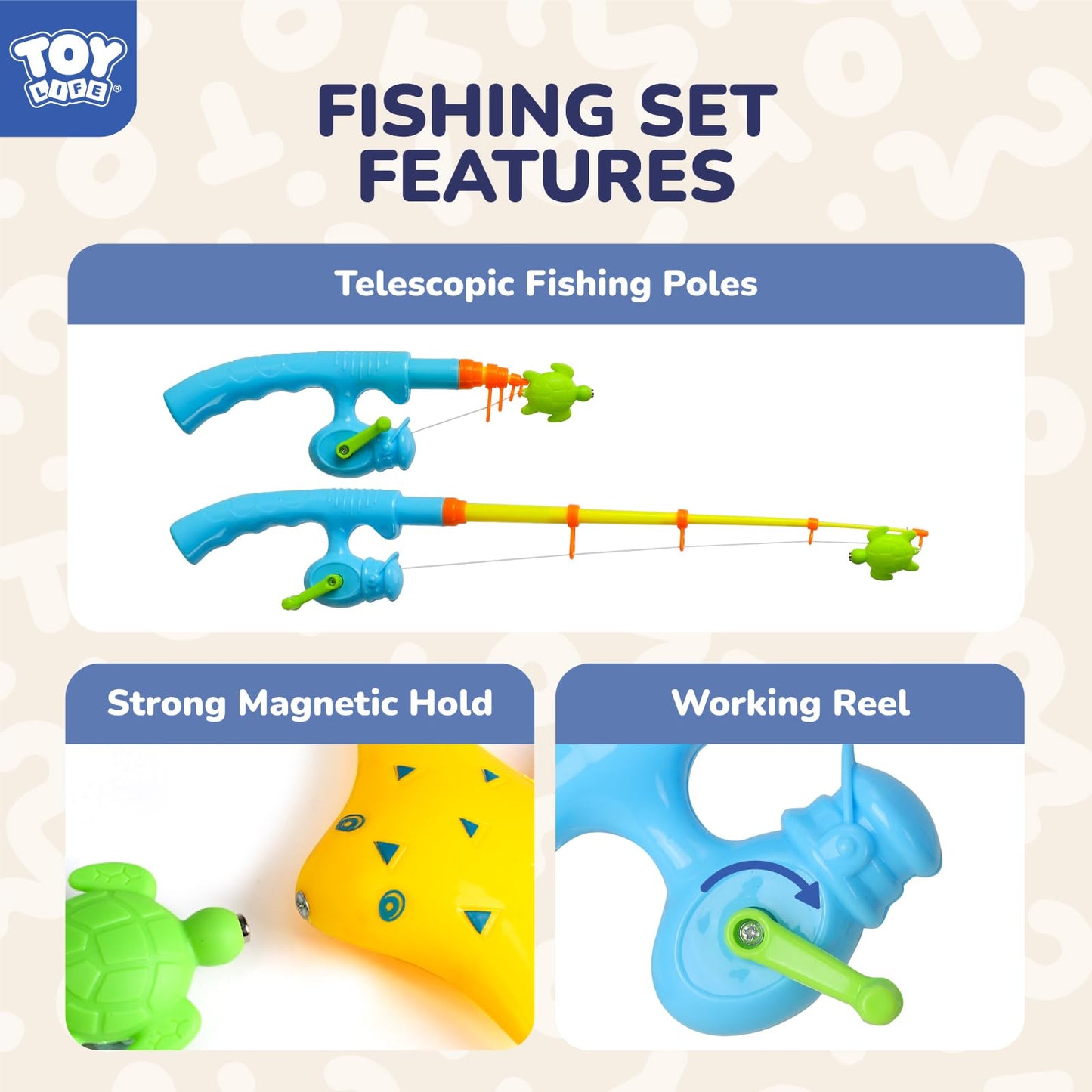 TOY Life 2-Player Magnetic Fishing Game for Kids 3-5 – Bath & Pool Toy, Educational Fishing Rod Set