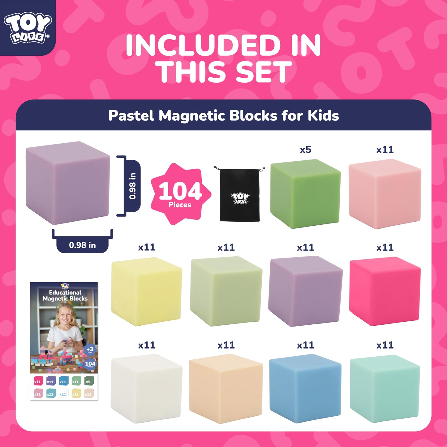 TOY Life 104 Pcs Magnetic Blocks for Kids 3-8 | Educational Building Toys