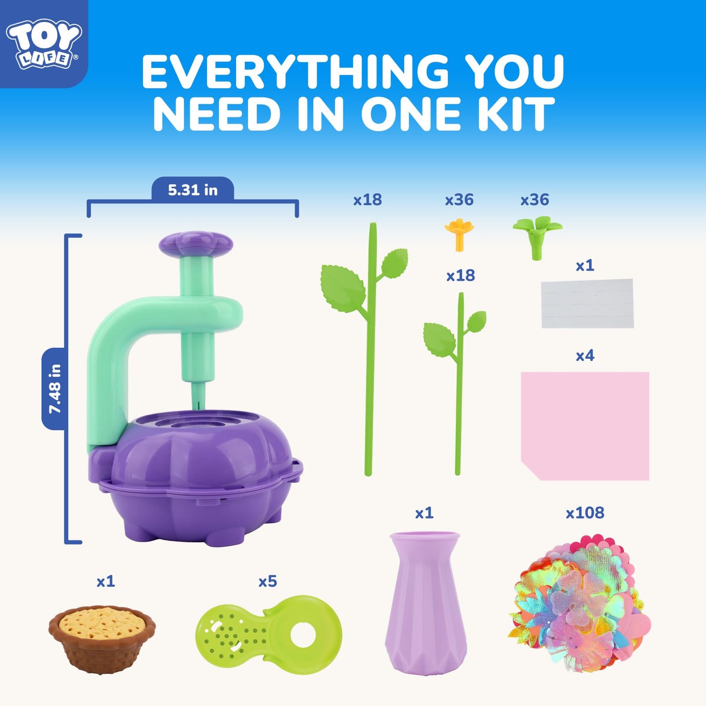TOY Life DIY Flower Bouquet Kit for Girls – Creative Fabric Flower Craft for Kids 4–8