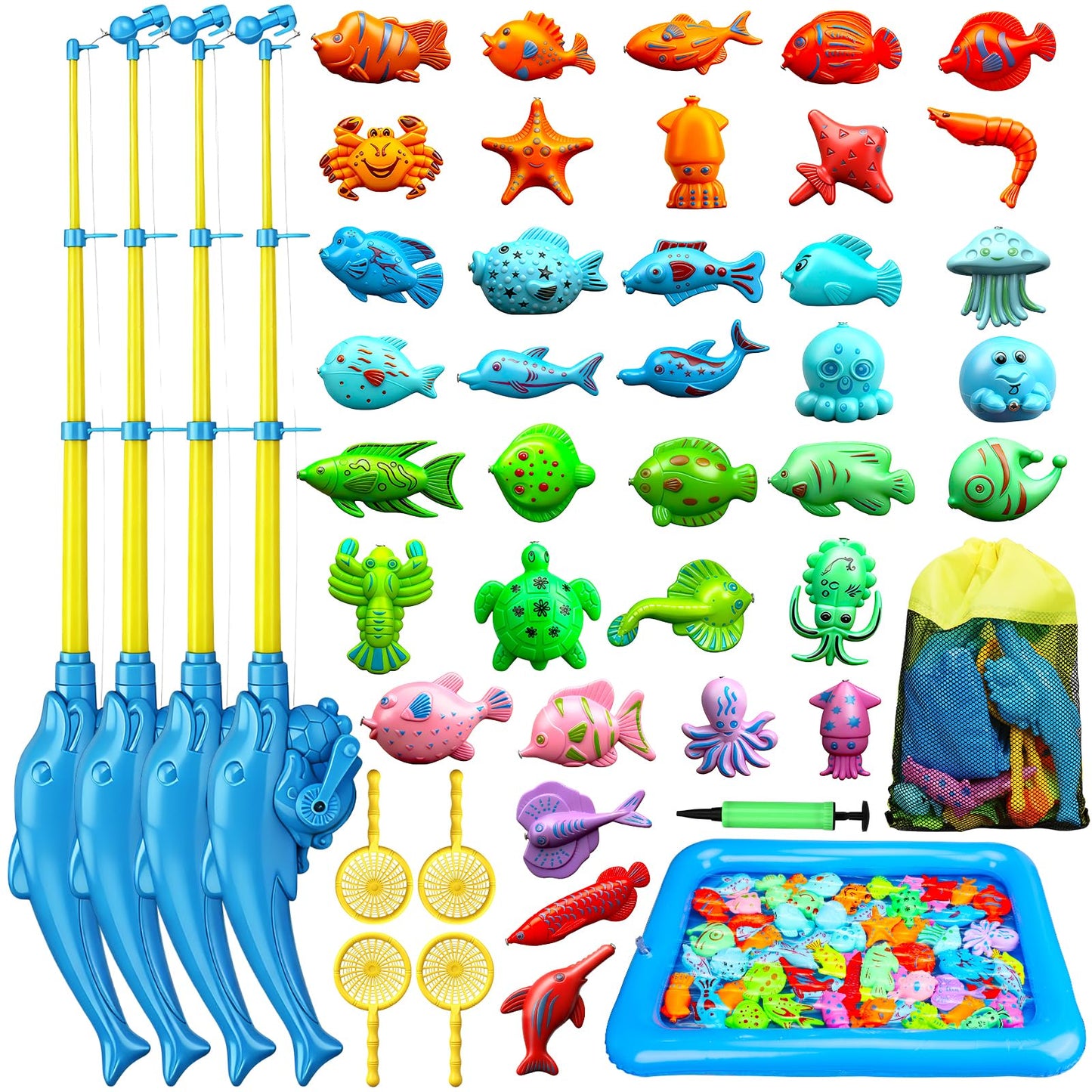 TOY Life 4-Player Magnetic Fishing Game for Kids 3-5 – Bath & Pool Toy Set