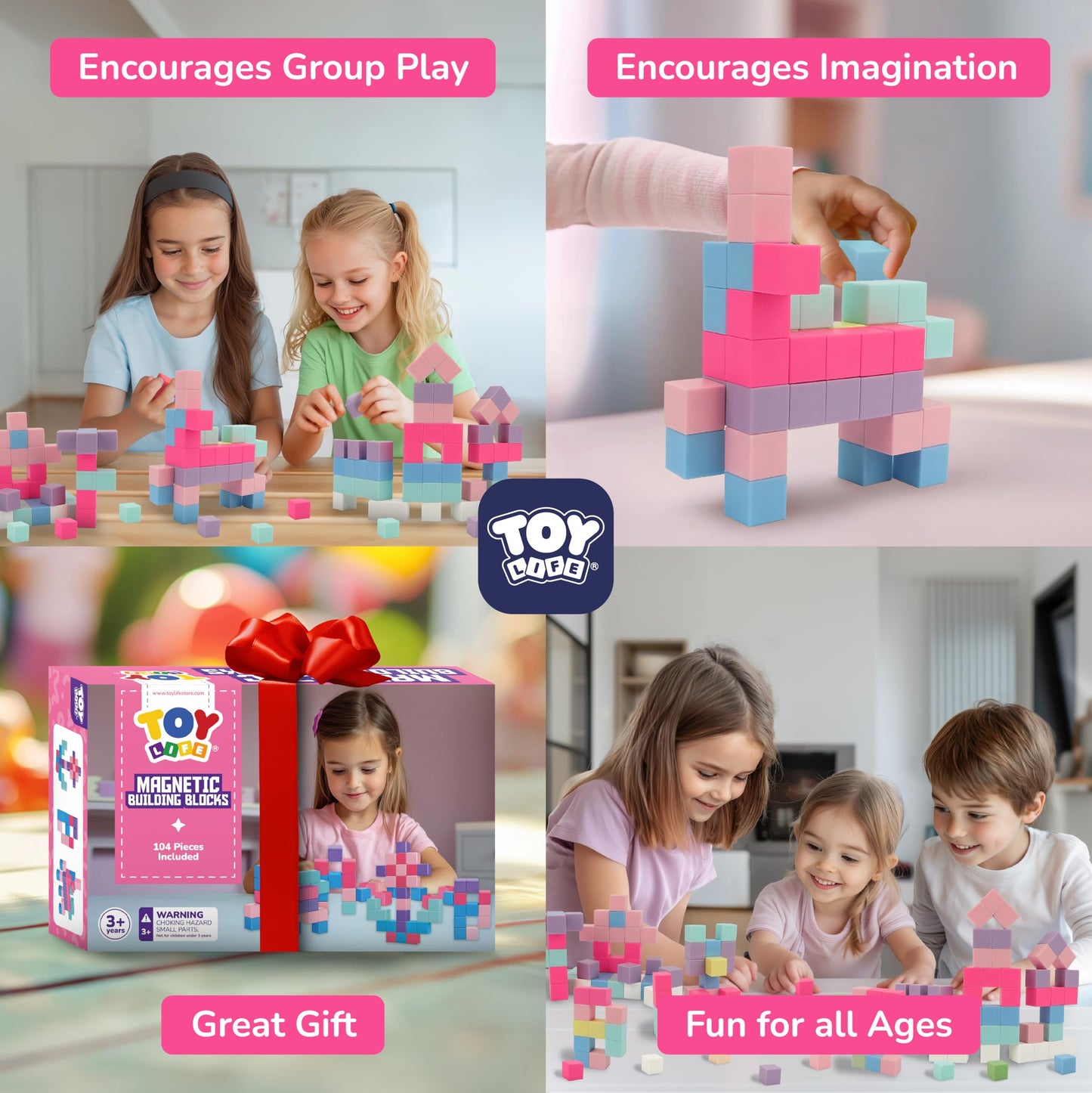 TOY Life 104 Pcs Magnetic Blocks for Kids 3-8 | Educational Building Toys