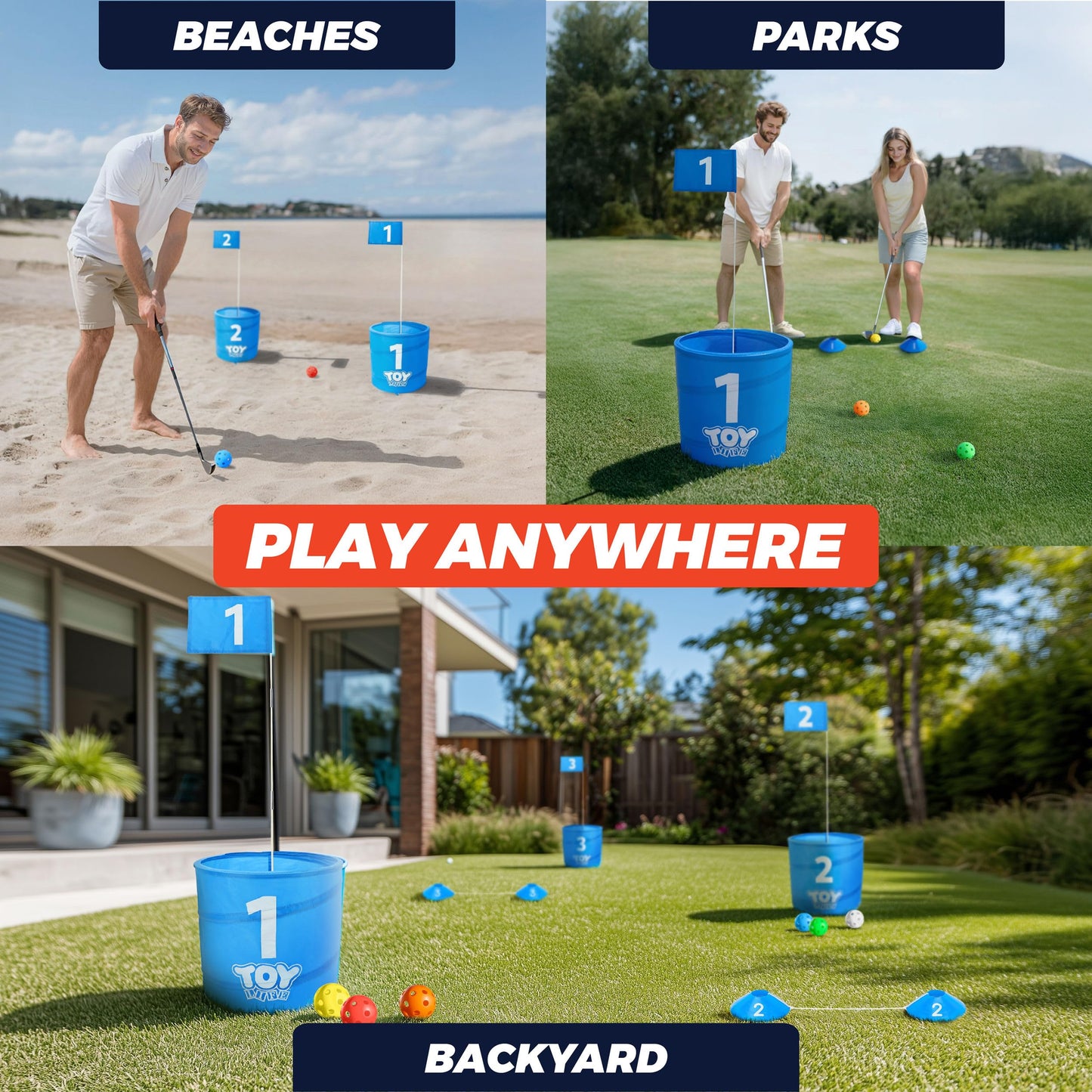 TOY Life Golf Game Set — 6-Hole Backyard Golf Bucket Game for Adults & Kids