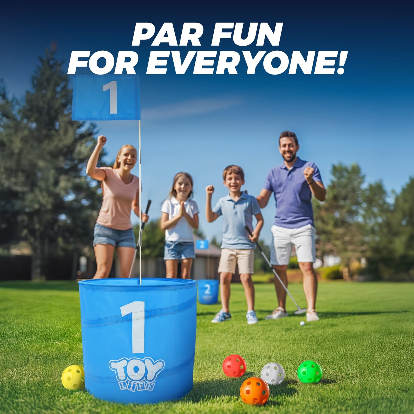 TOY Life Golf Game Set — 6-Hole Backyard Golf Bucket Game for Adults & Kids