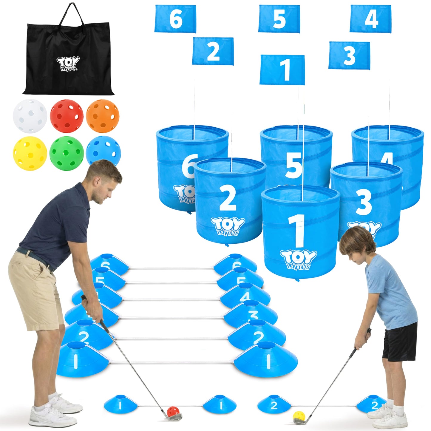TOY Life Golf Game Set — 6-Hole Backyard Golf Bucket Game for Adults & Kids