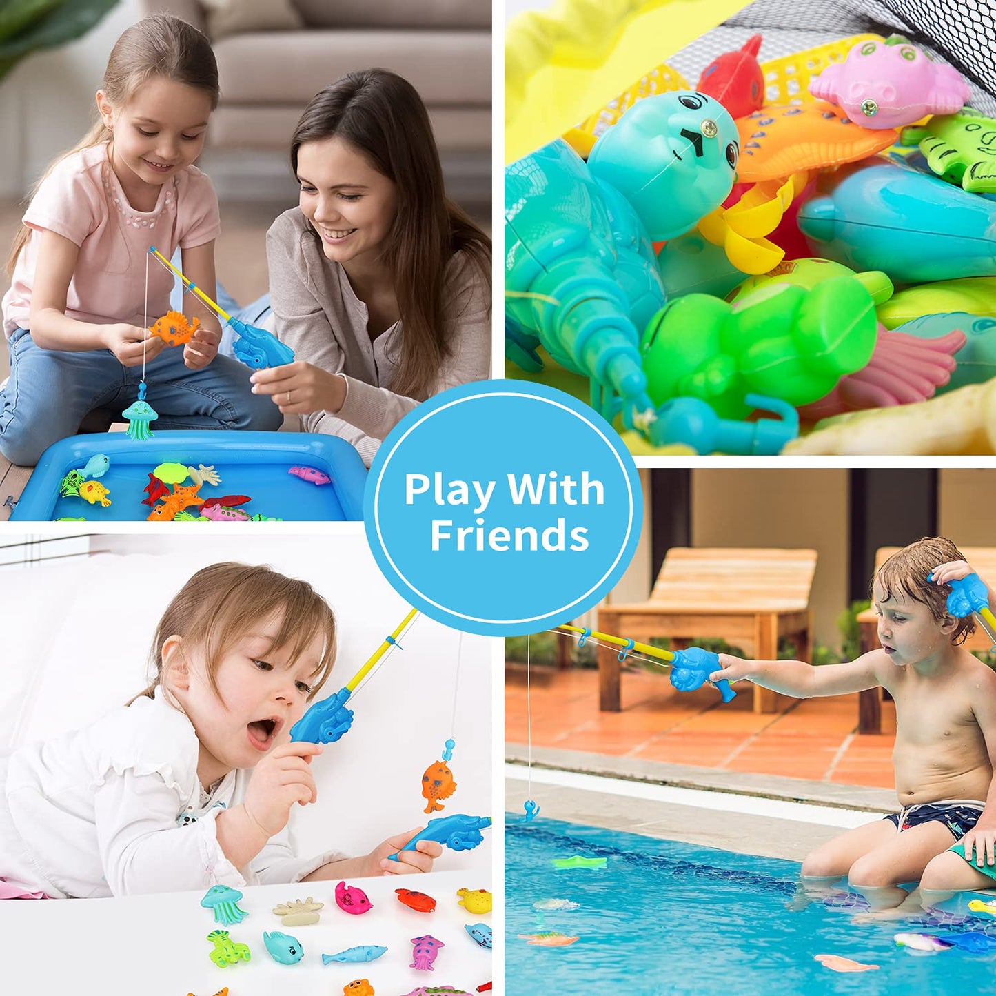 TOY Life 2-Player Magnetic Fishing Game for Kids 3-5 – Bath & Pool Toy