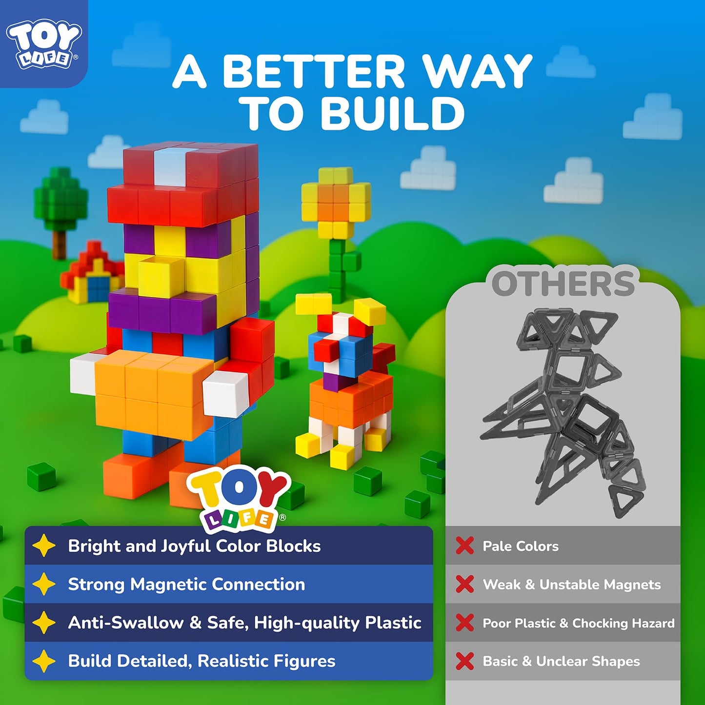TOY Life 80PCS Magnetic Blocks – 3D Building Toys for Kids 3-8 | STEM & Sensory Play