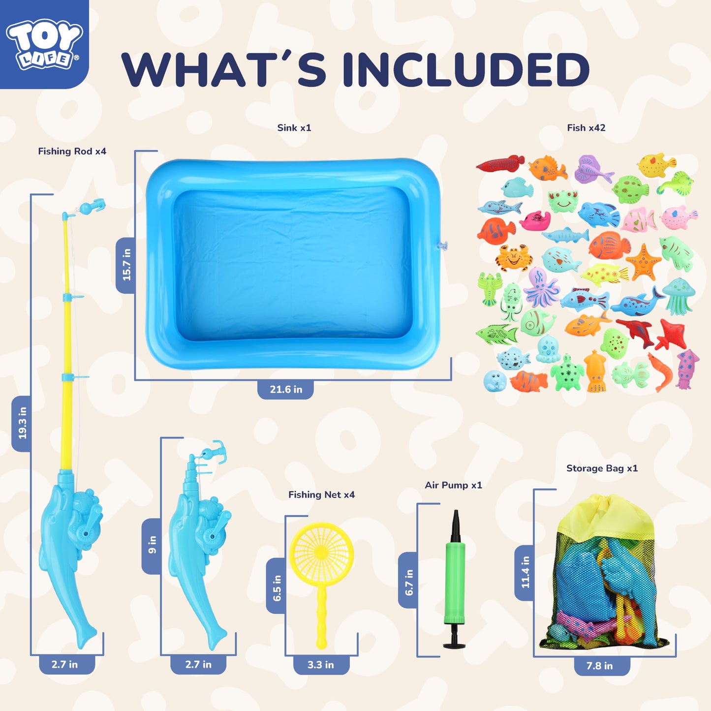 TOY Life 4-Player Magnetic Fishing Game for Kids 3-5 – Bath & Pool Toy Set