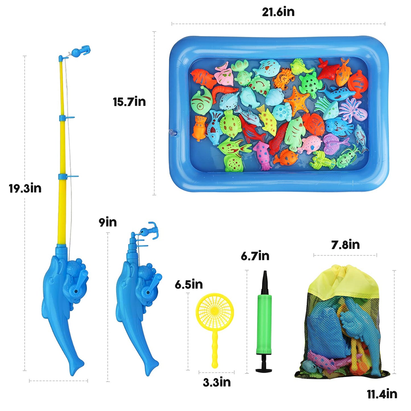 TOY Life 2-Player Magnetic Fishing Game for Kids 3-5 – Bath & Pool Toy