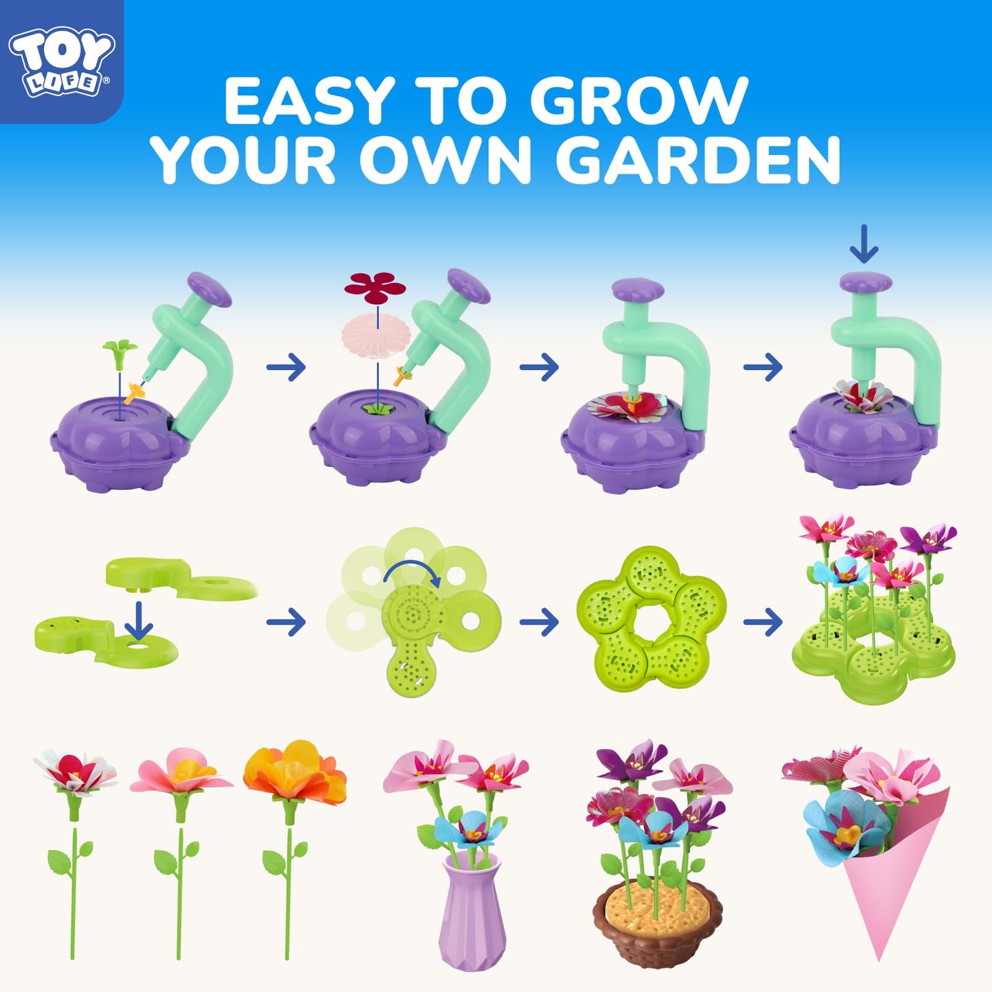 TOY Life DIY Flower Bouquet Kit for Girls – Creative Fabric Flower Craft for Kids 4–8