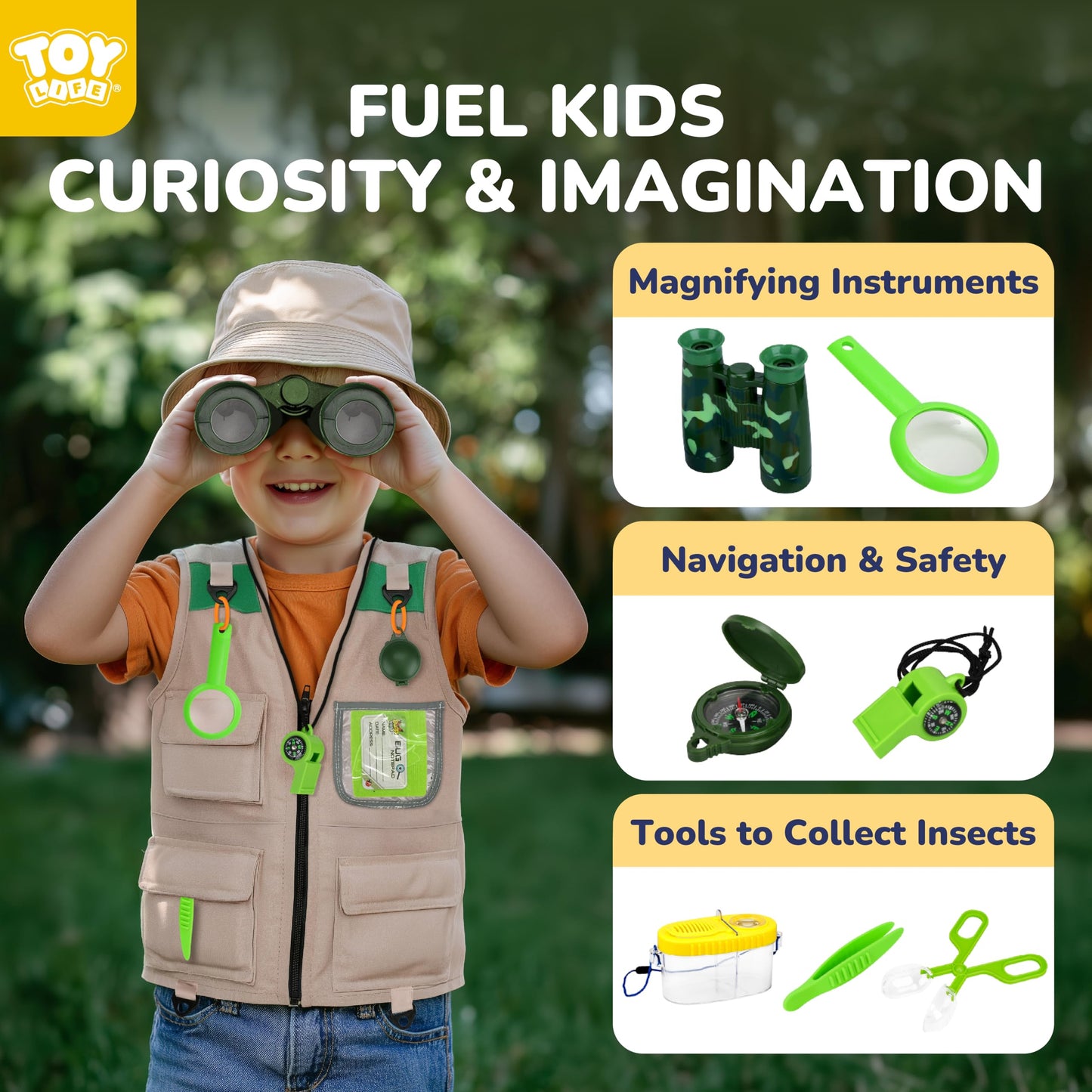 TOY Life Kids Explorer Bug Catcher Kit with Safari Costume & Outdoor Adventure Gear – Ages 3-12