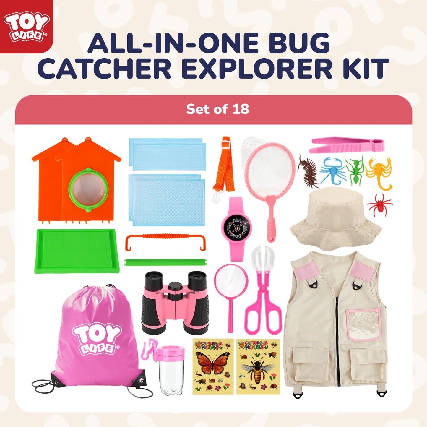 TOY Life Kids Explorer Kit – Bug Catcher, Safari Vest, Compass & Binoculars