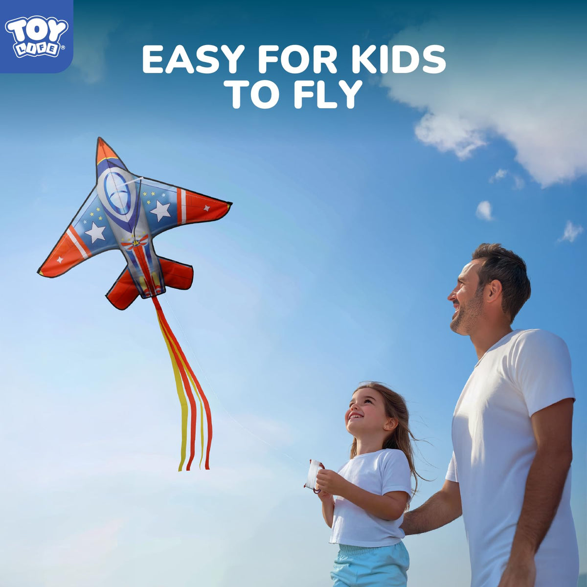 TOY Life Kites for Kids 4-8 – Large Fighter Jet Kite, Easy to Fly, Durable Ripstop