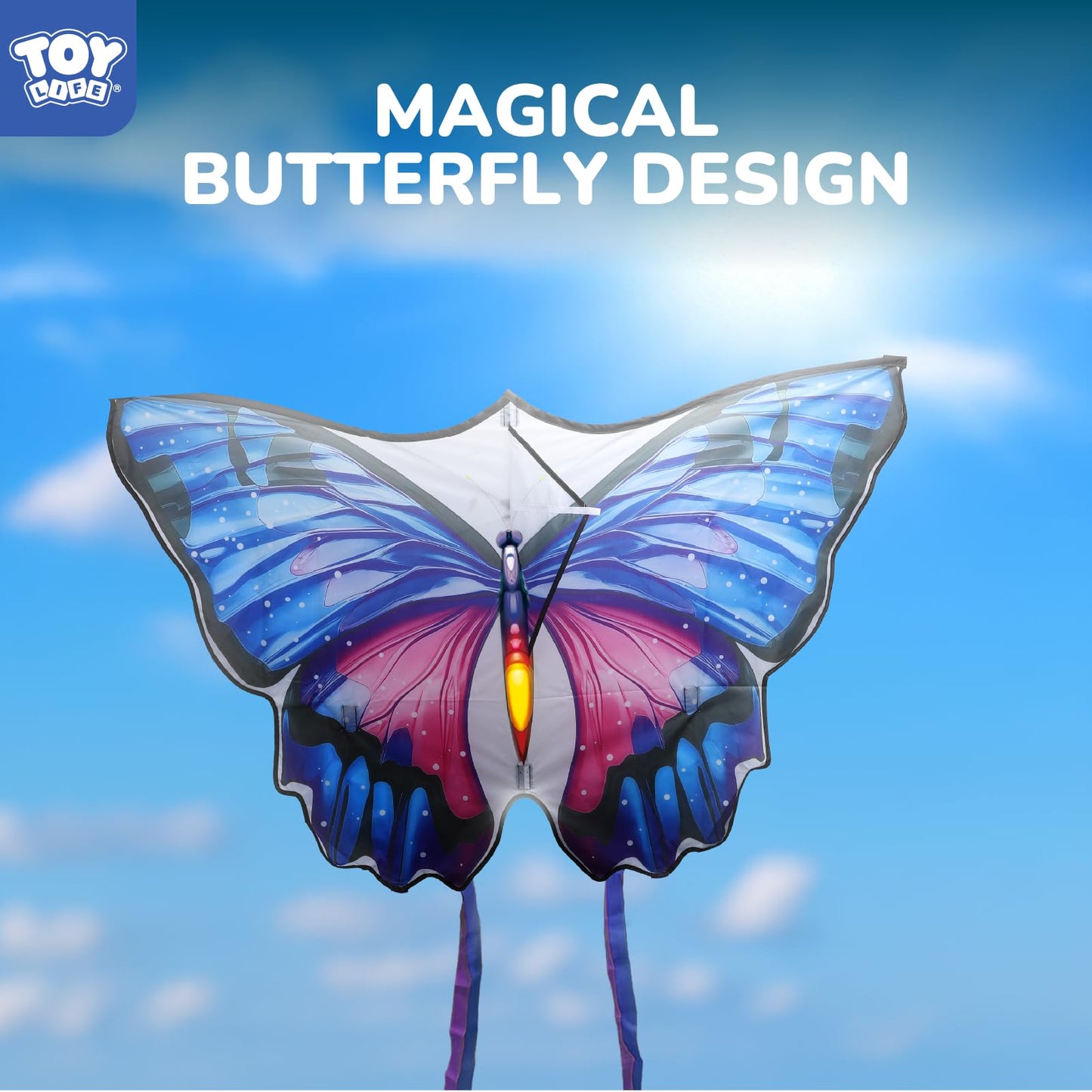 TOY Life Giant Butterfly Kite – Easy-to-Fly Beach Kite with 328 ft String for Kids & Adults