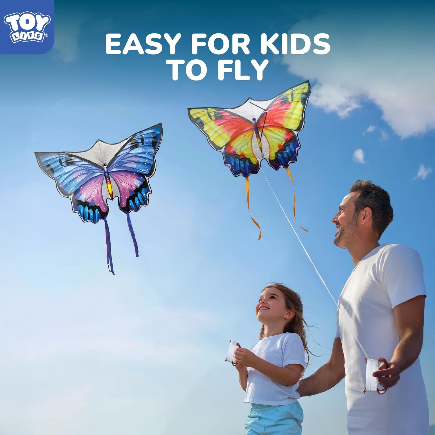 TOY Life Giant Butterfly Kite – Easy to Fly for Kids & Adults, 328.1 ft String, Beach & Outdoor Fun