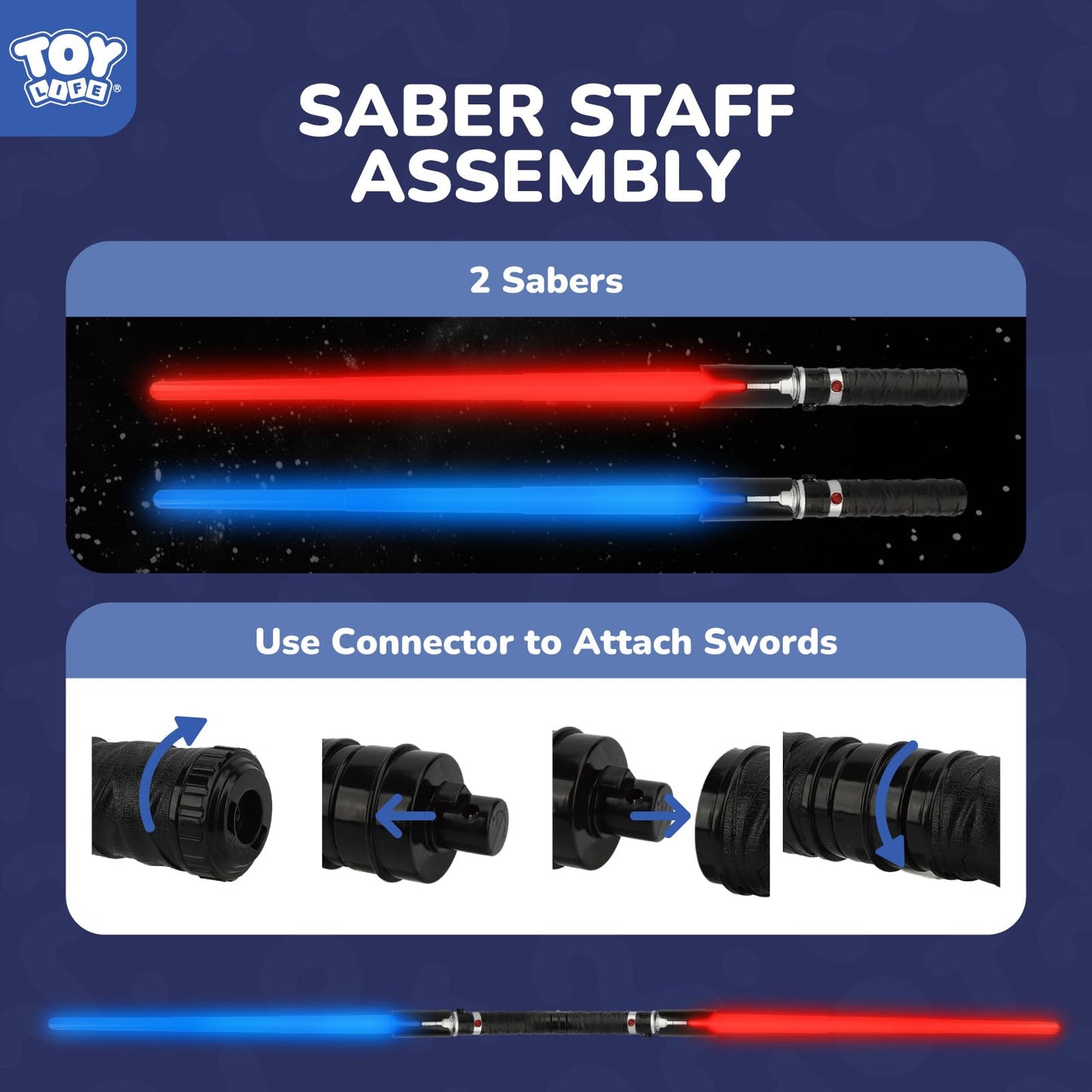 TOY Life 2 in 1 Light Up Saber Blue & Red – Dual LED Lightsaber Set for Kids
