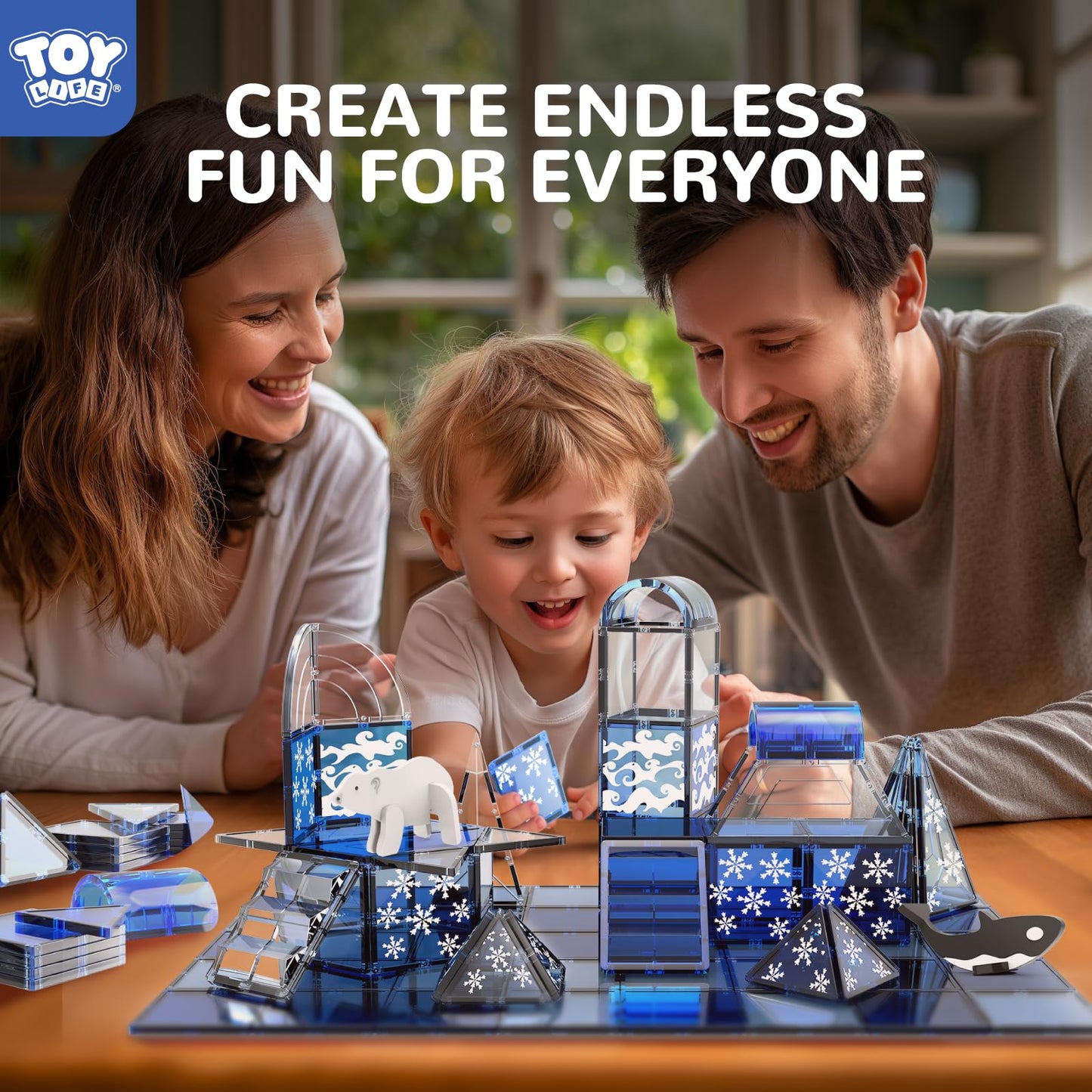 TOY Life Magnetic Tiles for Kids Ages 4-8 (56 pcs) – Magnetic Building Toy Set