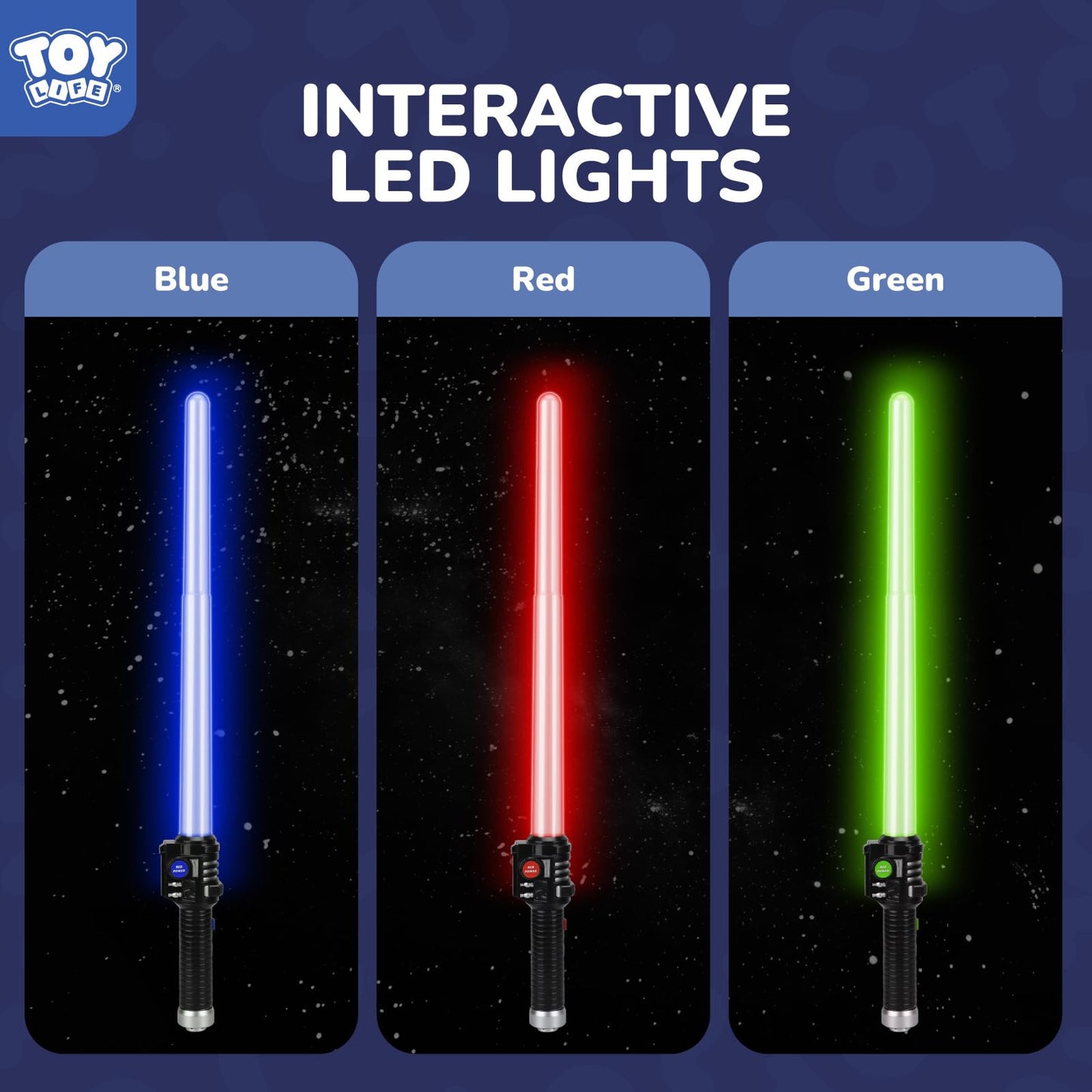 TOY Life Light Up Saber 3 Pack – Extendable LED Sword Toys for Kids