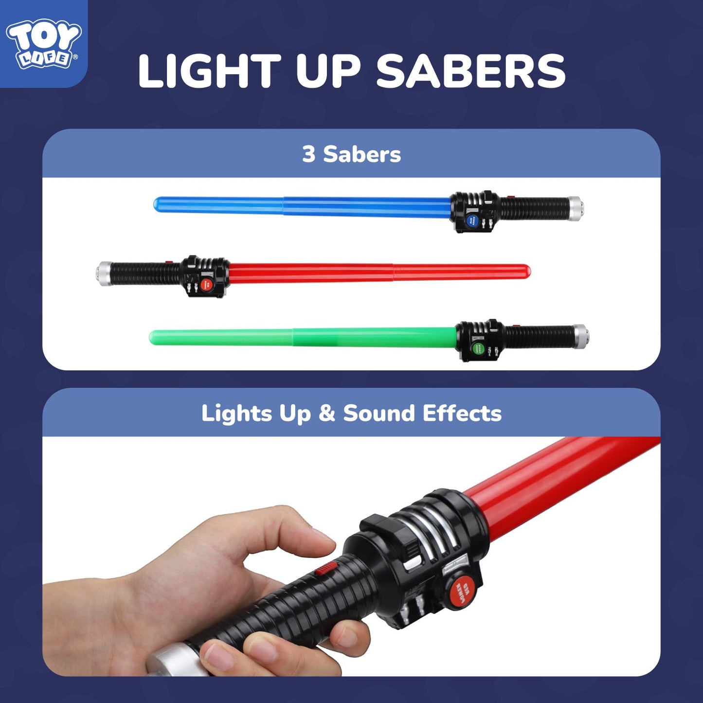 TOY Life Light Up Saber 3 Pack – Extendable LED Sword Toys for Kids