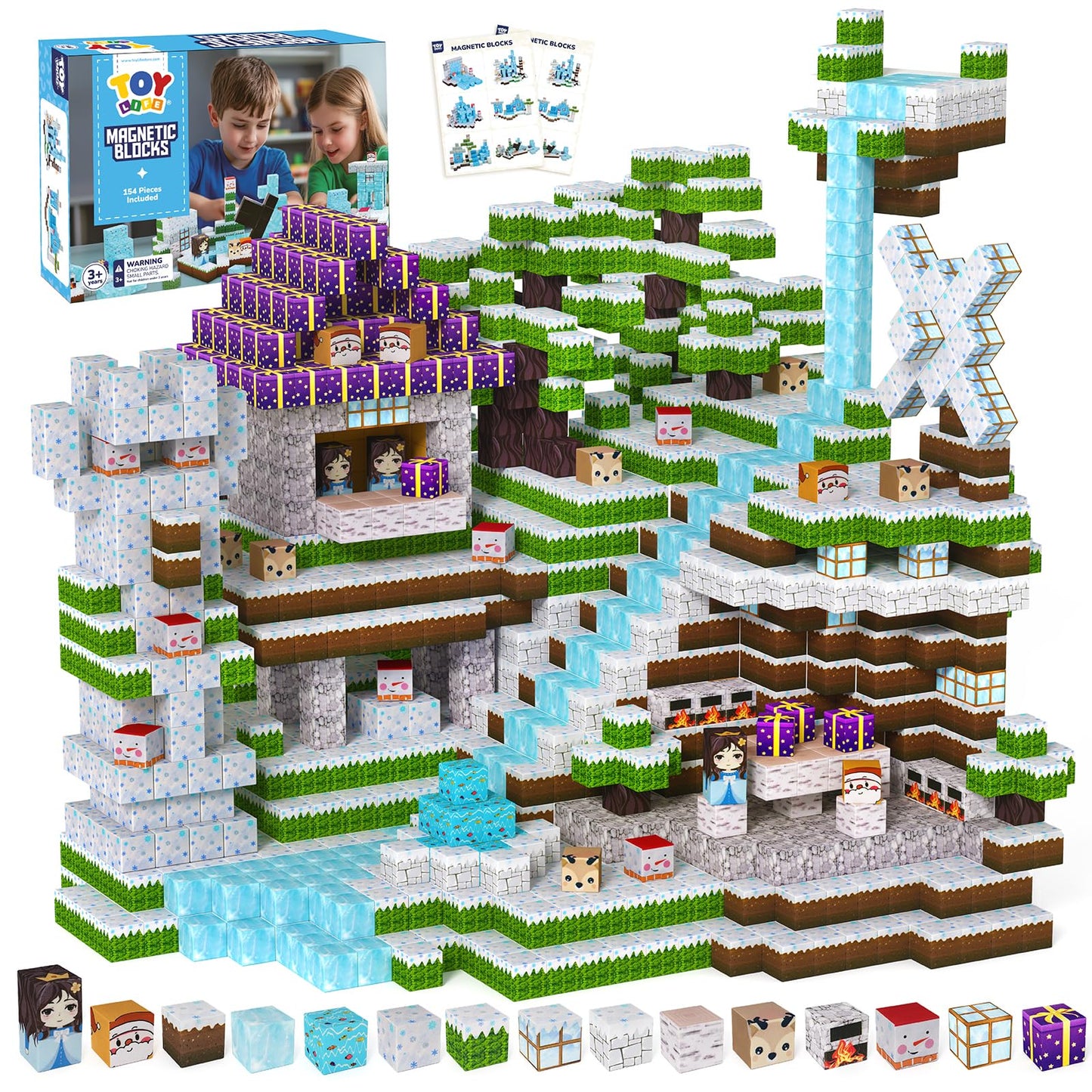 TOY Life Magnetic Blocks - 154 Pcs Mine World Set for Kids 3+ | Castle & Forest Adventure