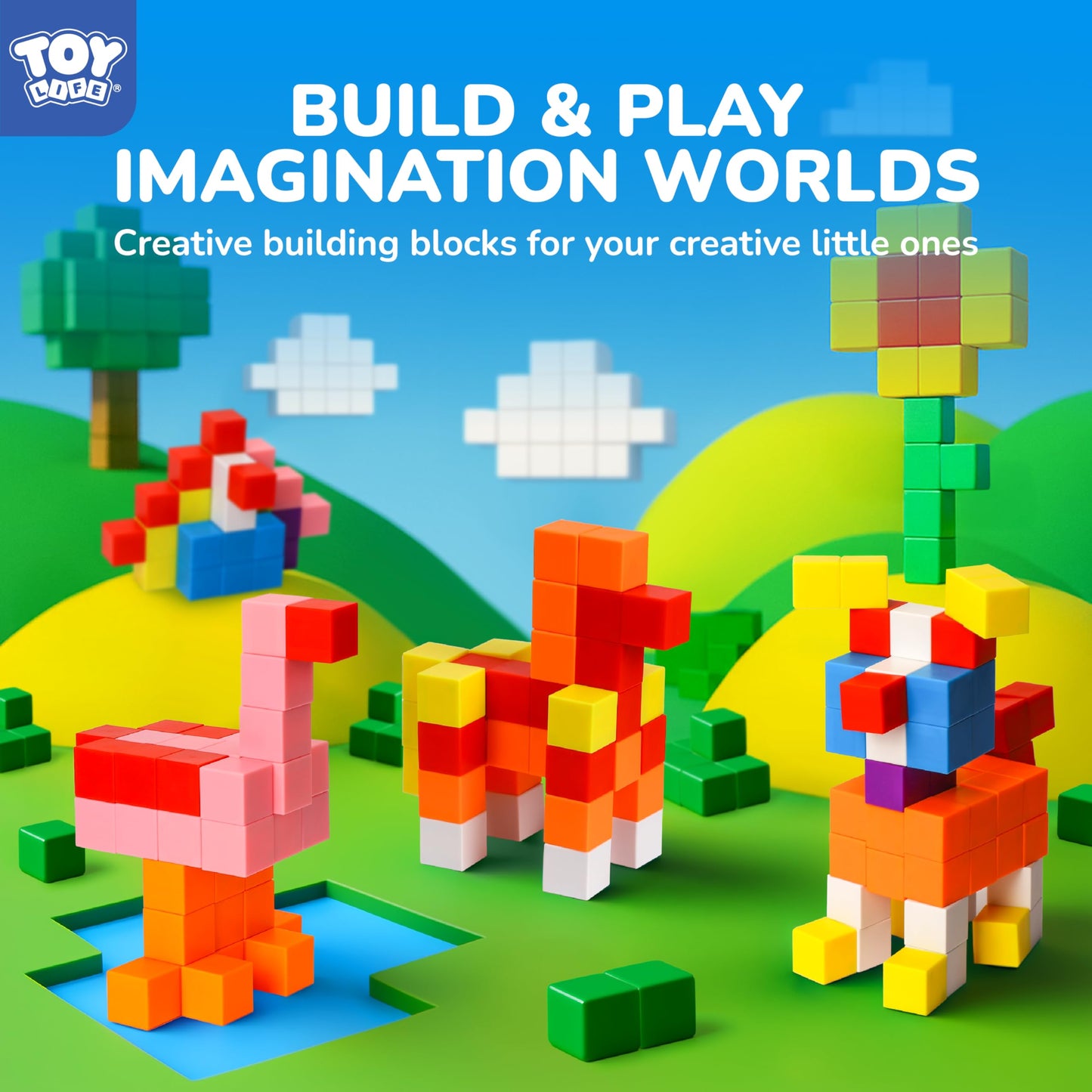 TOY Life 64PCS Magnetic Blocks for Kids 3-8 | STEM Magnetic Cubes, 3D Building & Sensory Play