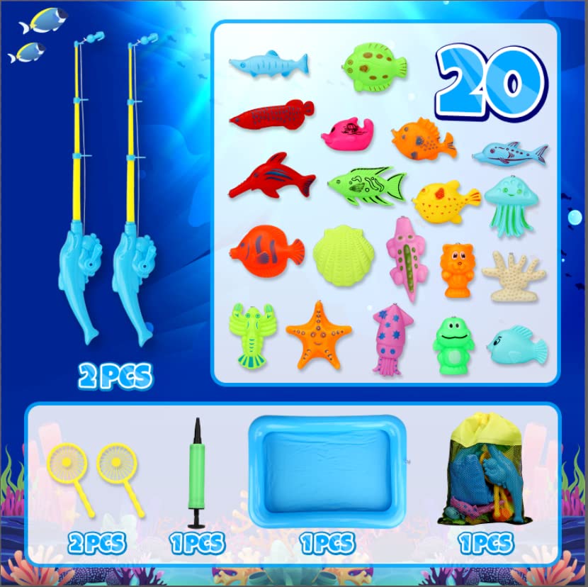 TOY Life 2-Player Magnetic Fishing Game for Kids 3-5 – Bath & Pool Toy